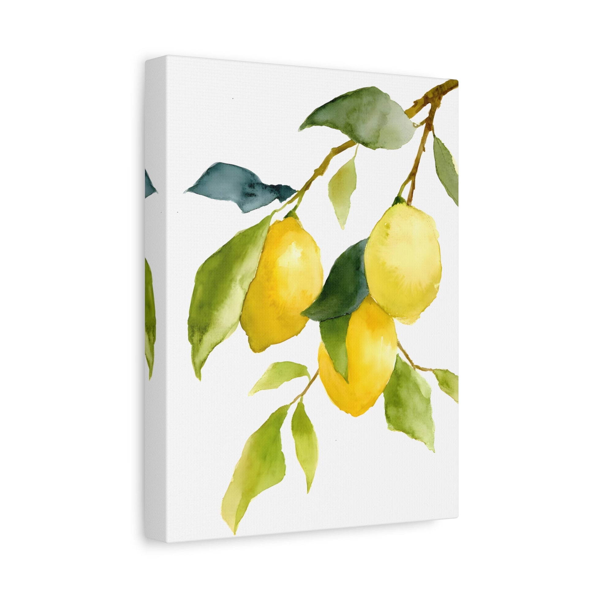 Lemon Watercolor Canvas Art Print - Botanical Kitchen Wall Decor