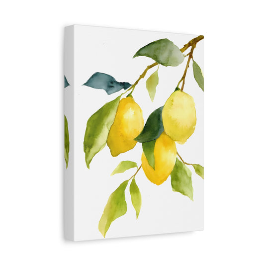Lemon Watercolor Canvas Art Print - Botanical Kitchen Wall Decor