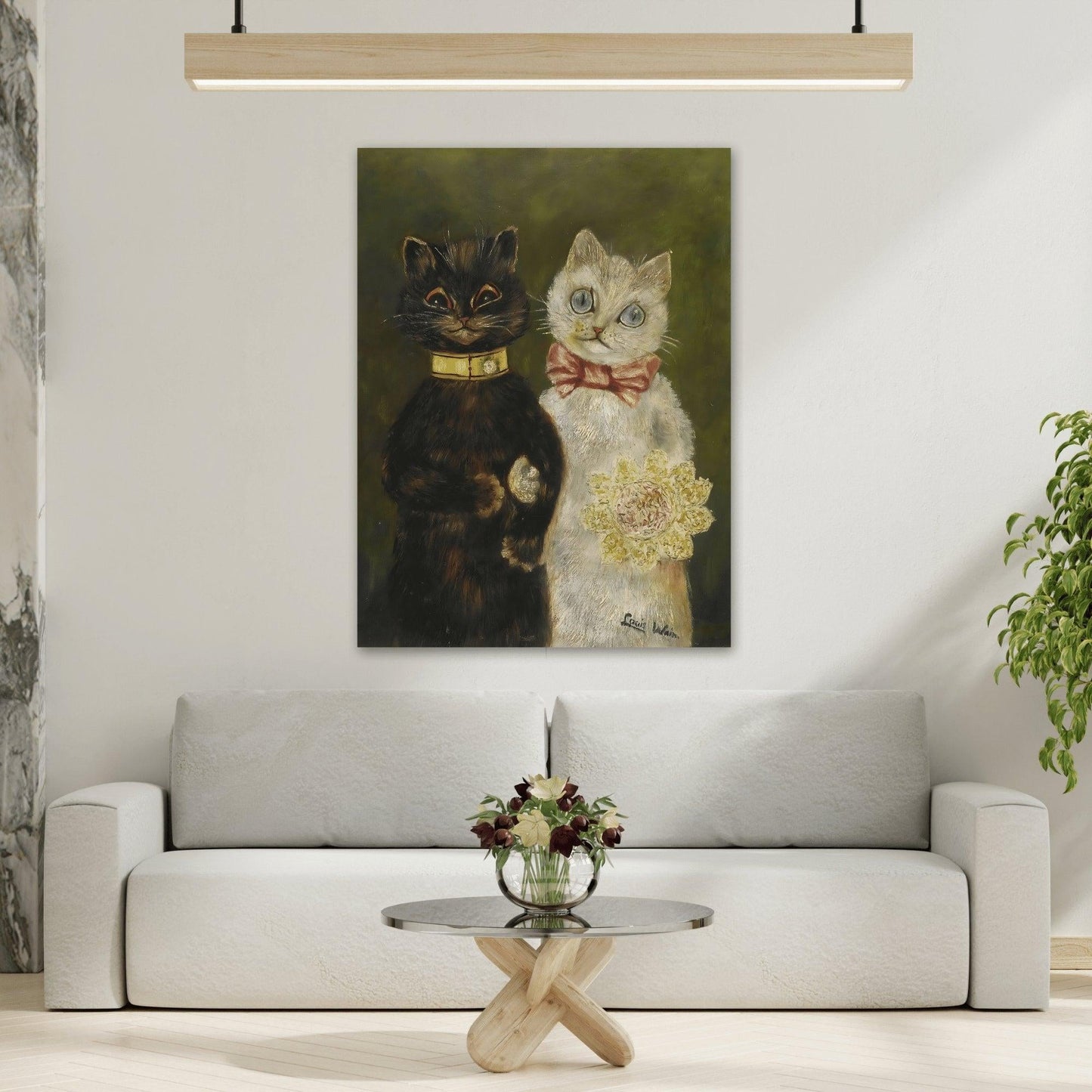 Louis Wain Bride and Groom Cats - Funny Canvas Wall Art Print