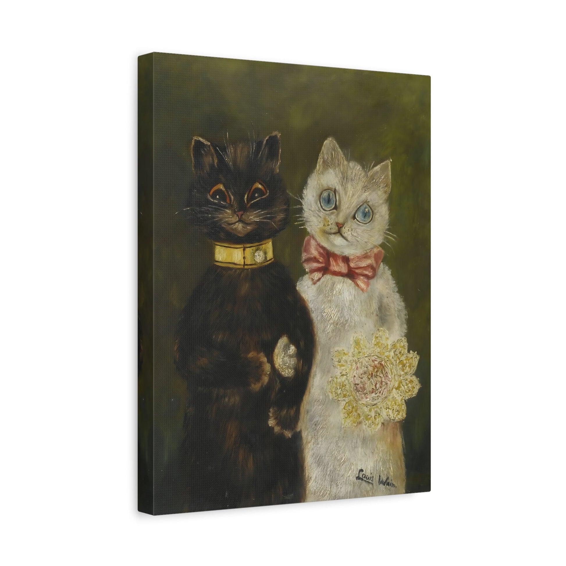 Louis Wain Bride and Groom Cats - Funny Canvas Wall Art Print