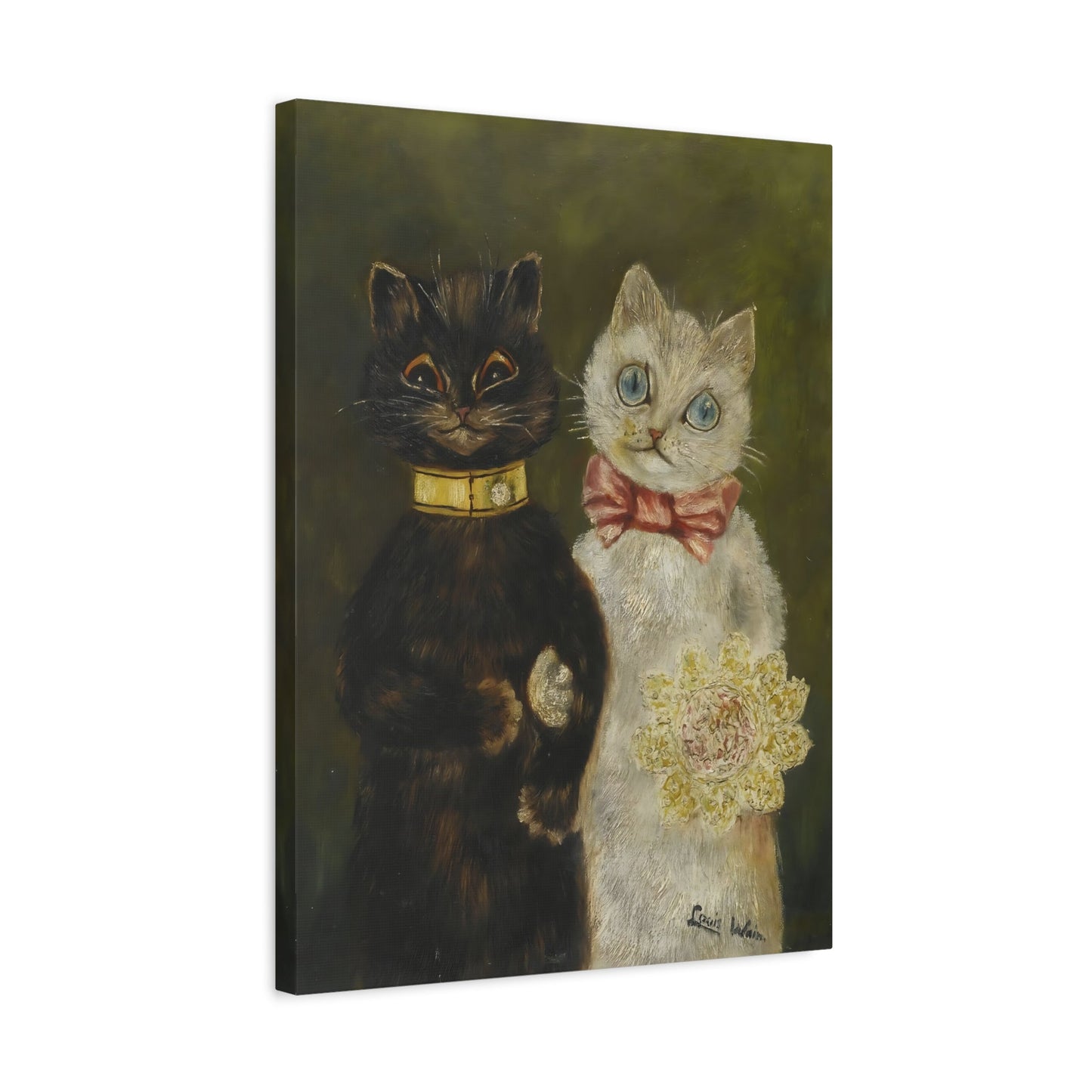 Louis Wain Bride and Groom Cats - Funny Canvas Wall Art Print