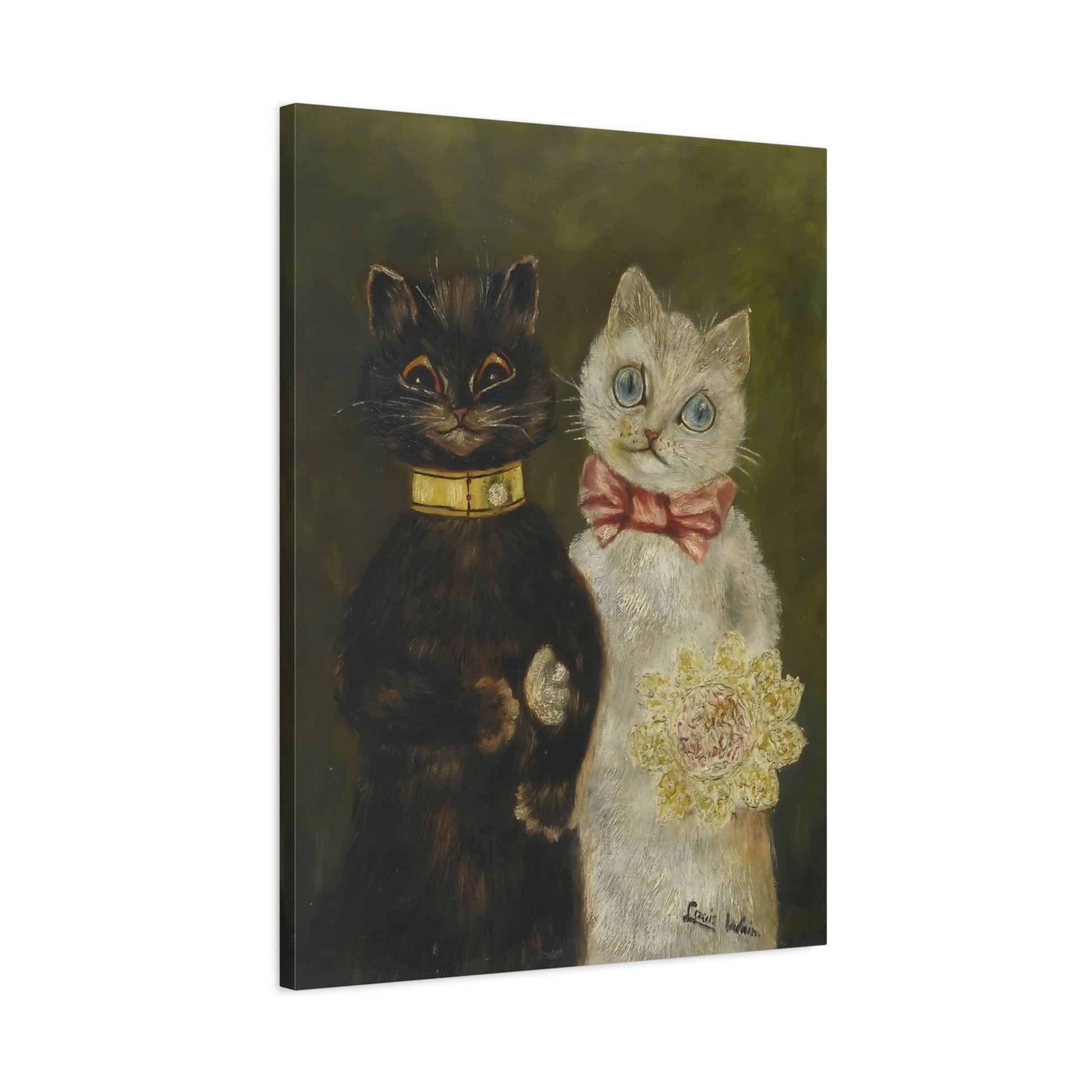 Louis Wain Bride and Groom Cats - Funny Canvas Wall Art Print