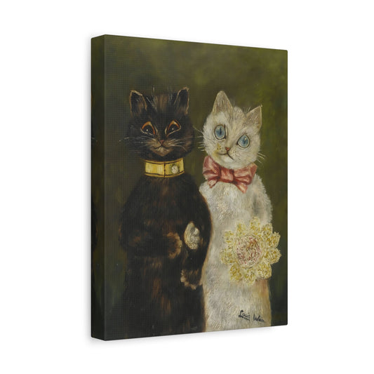 Louis Wain Bride and Groom Cats - Funny Canvas Wall Art Print