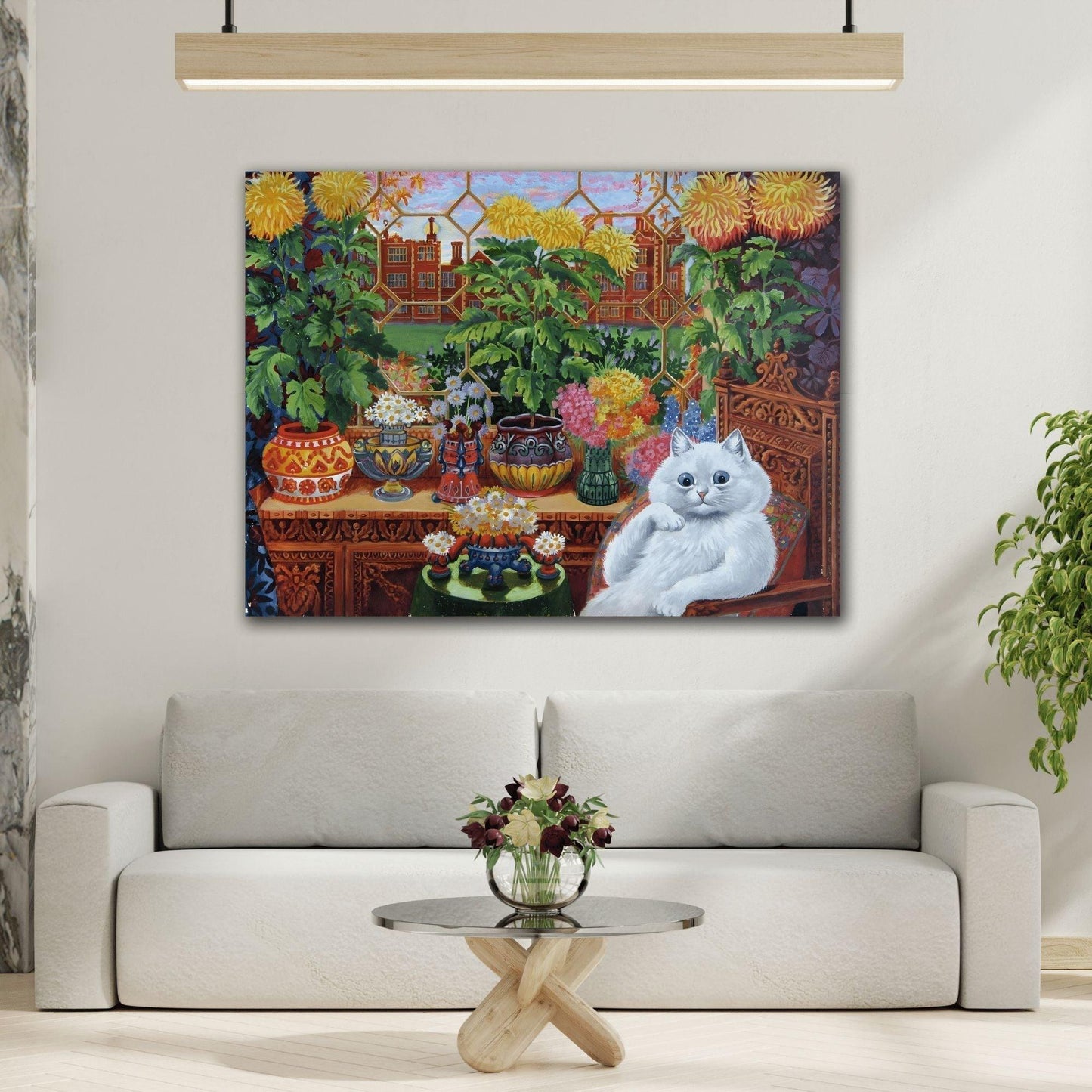 Louis Wain Cat in the Garden Room Canvas Print - Funny Wall Art