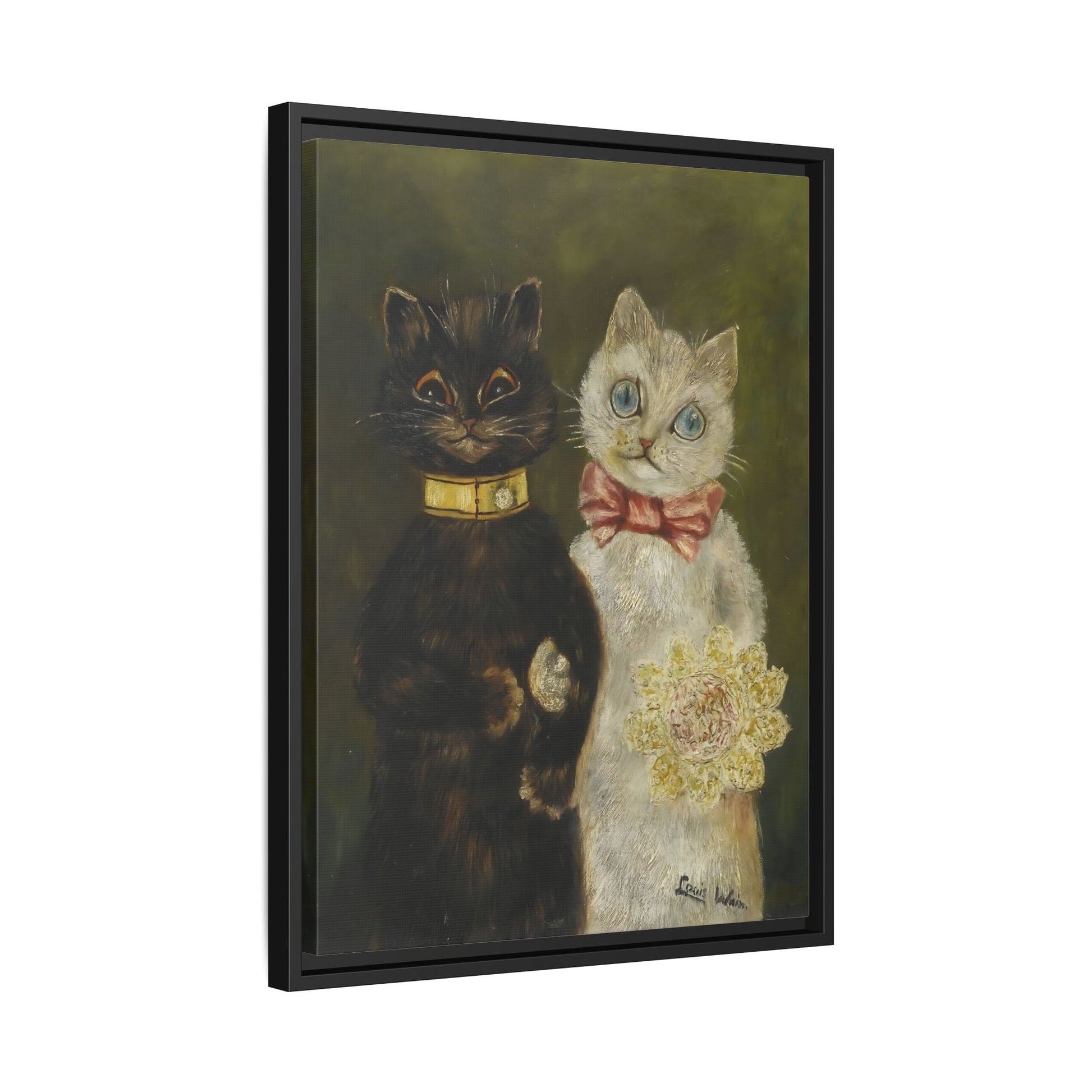 Louis Wain Funny Cats Canvas Art Print - Framed Bride and Groom Wall Art