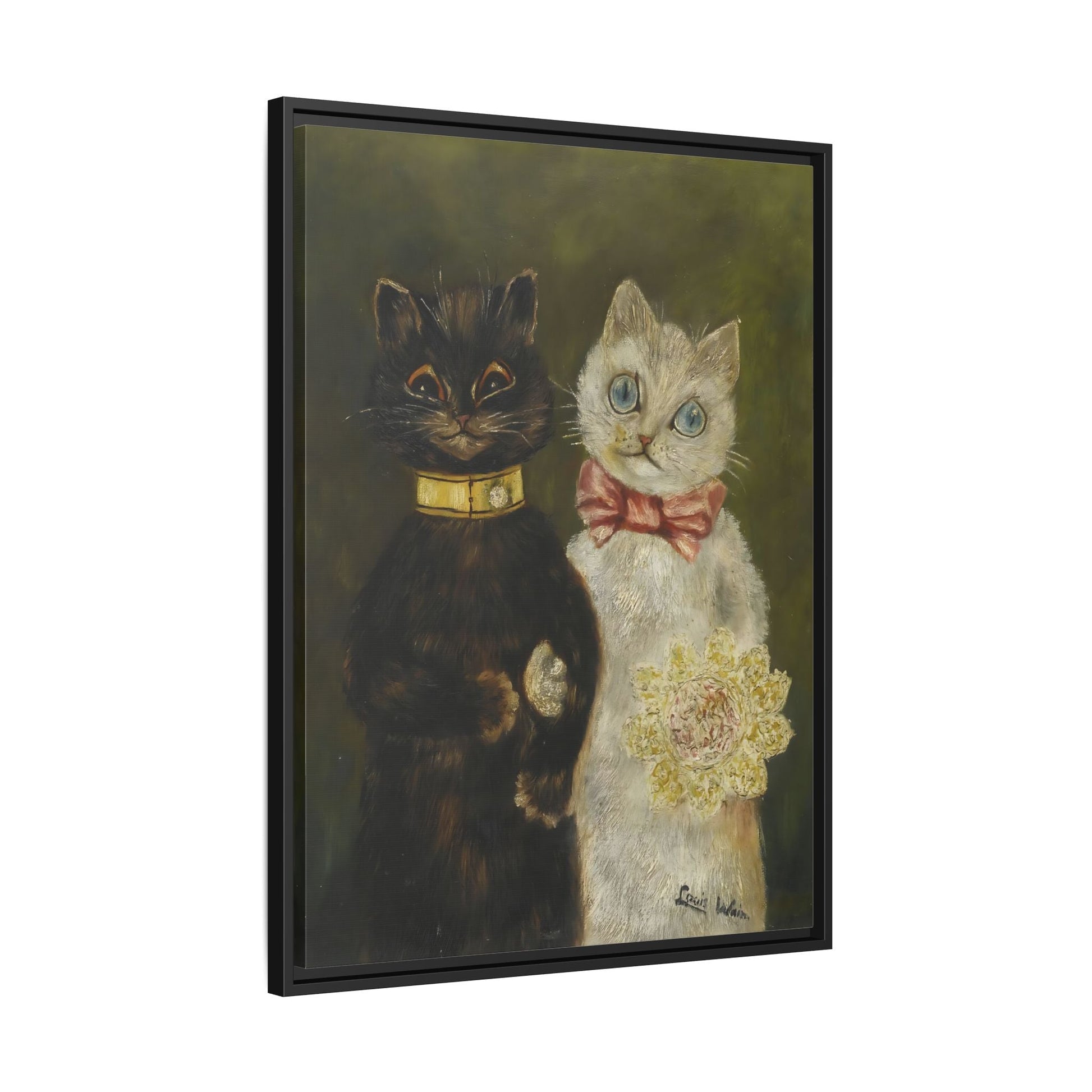 Louis Wain Funny Cats Canvas Art Print - Framed Bride and Groom Wall Art