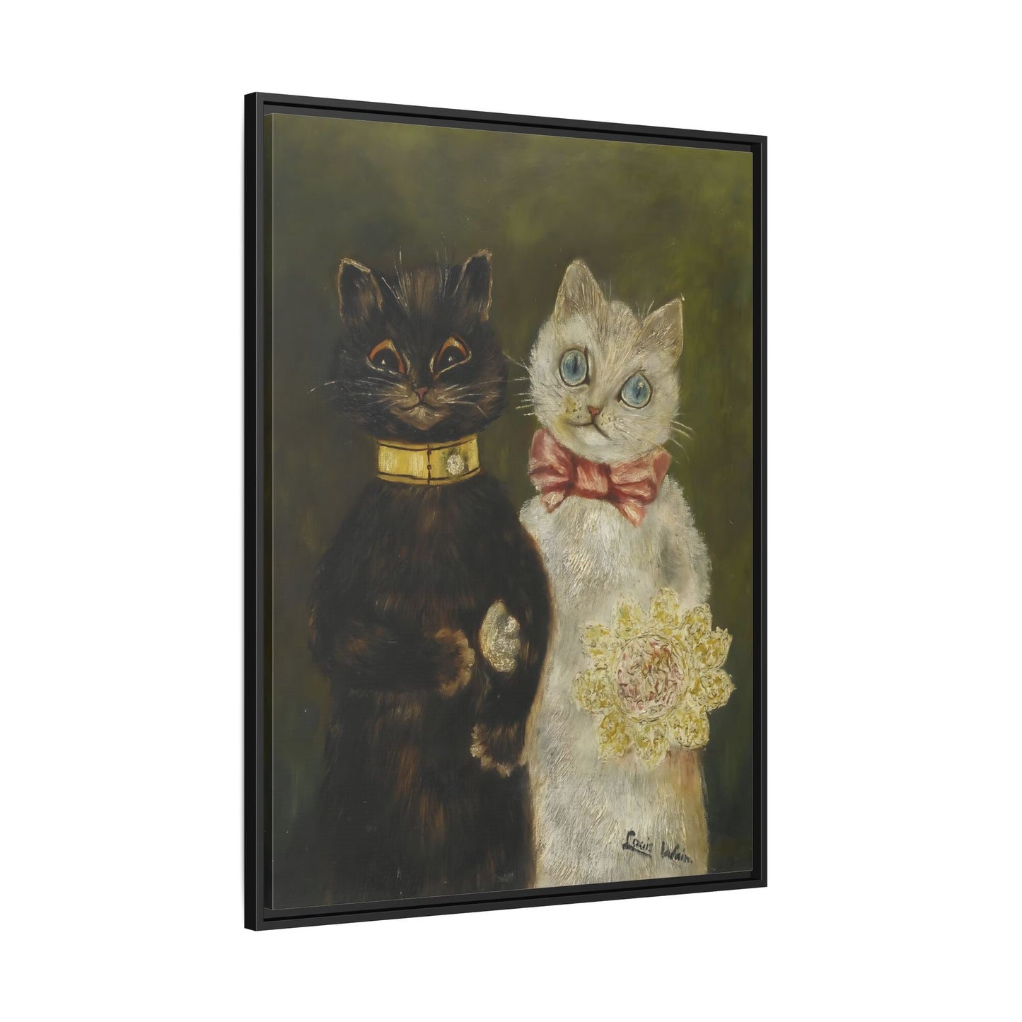 Louis Wain Funny Cats Canvas Art Print - Framed Bride and Groom Wall Art