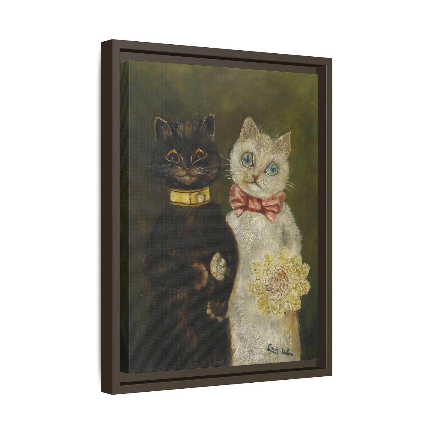 Louis Wain Funny Cats Canvas Art Print - Framed Bride and Groom Wall Art