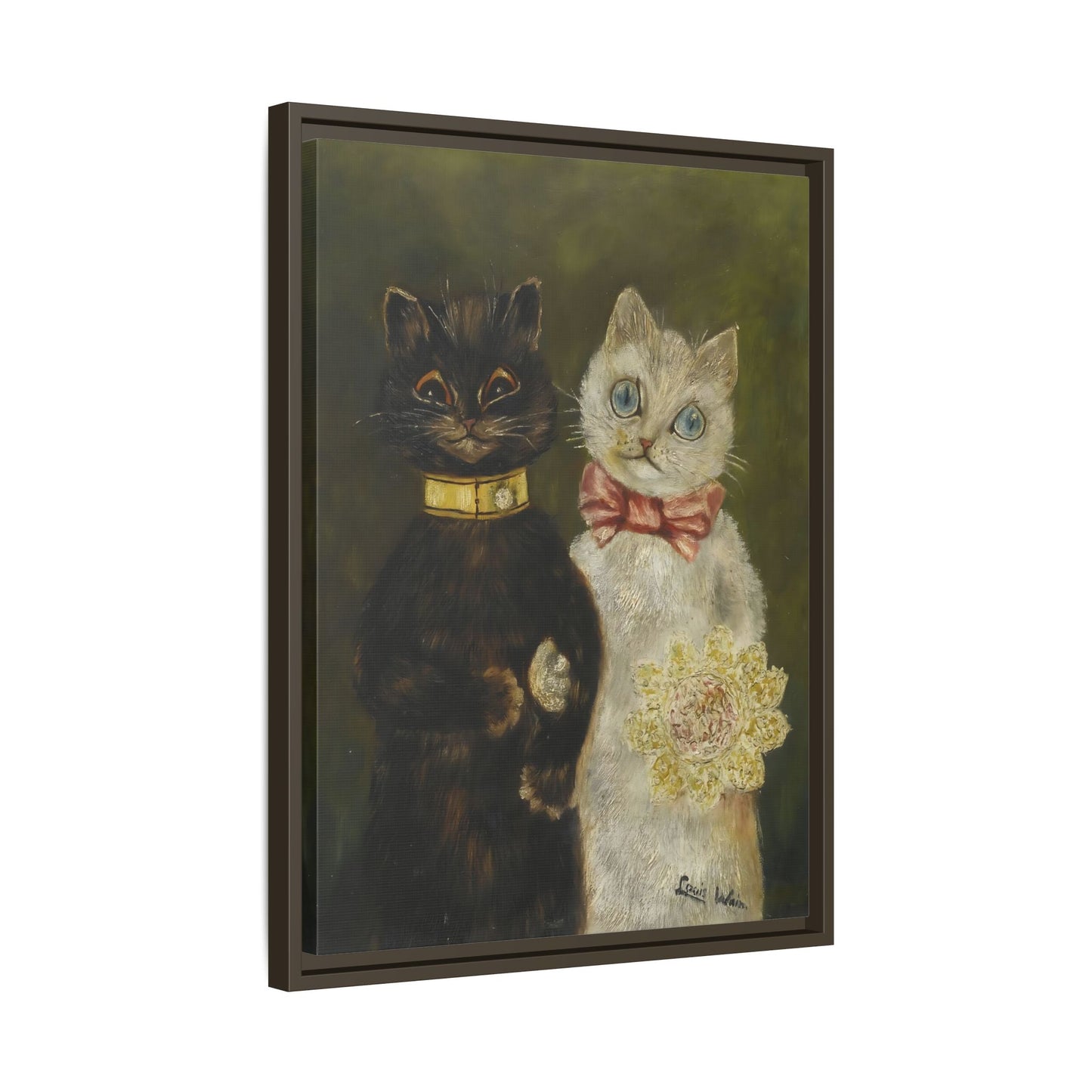 Louis Wain Funny Cats Canvas Art Print - Framed Bride and Groom Wall Art