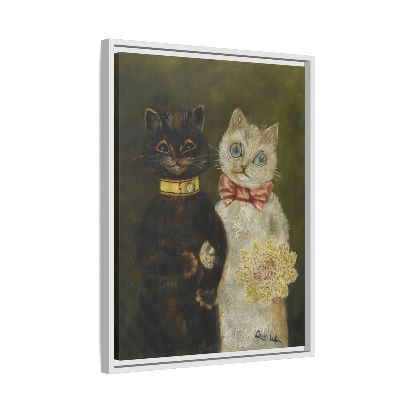 Louis Wain Funny Cats Canvas Art Print - Framed Bride and Groom Wall Art