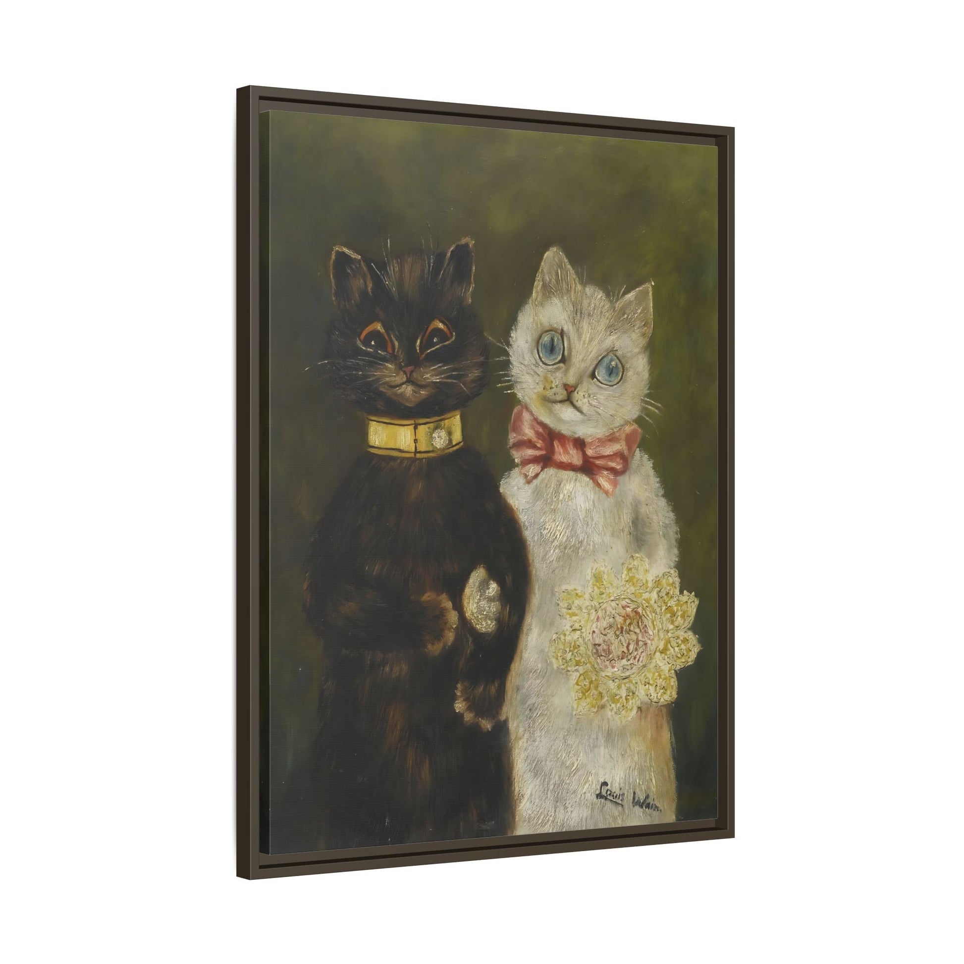Louis Wain Funny Cats Canvas Art Print - Framed Bride and Groom Wall Art