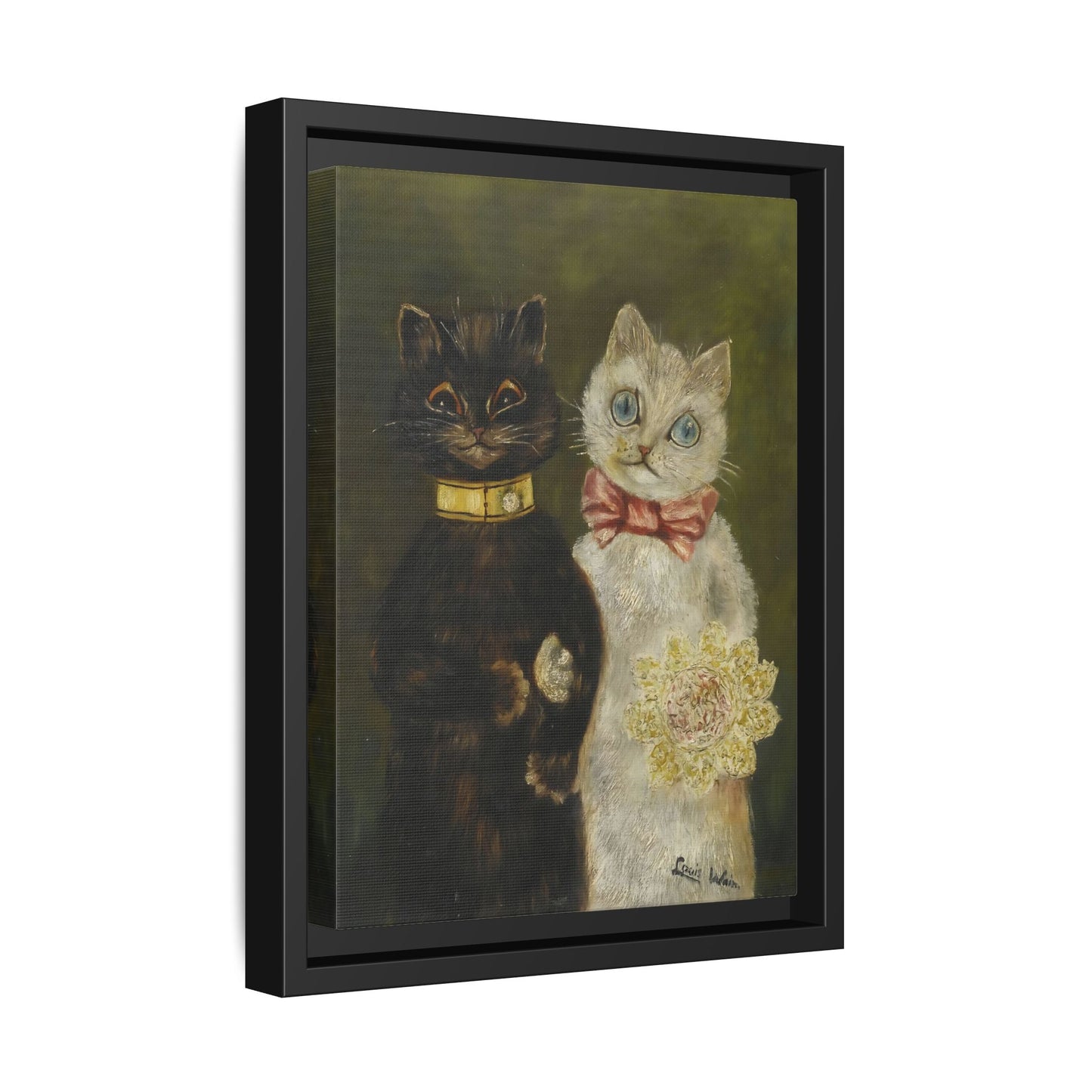 Louis Wain Funny Cats Canvas Art Print - Framed Bride and Groom Wall Art