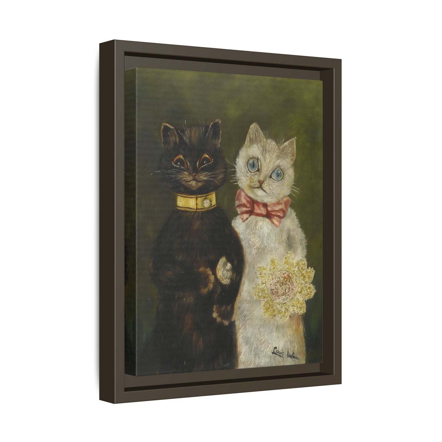 Louis Wain Funny Cats Canvas Art Print - Framed Bride and Groom Wall Art