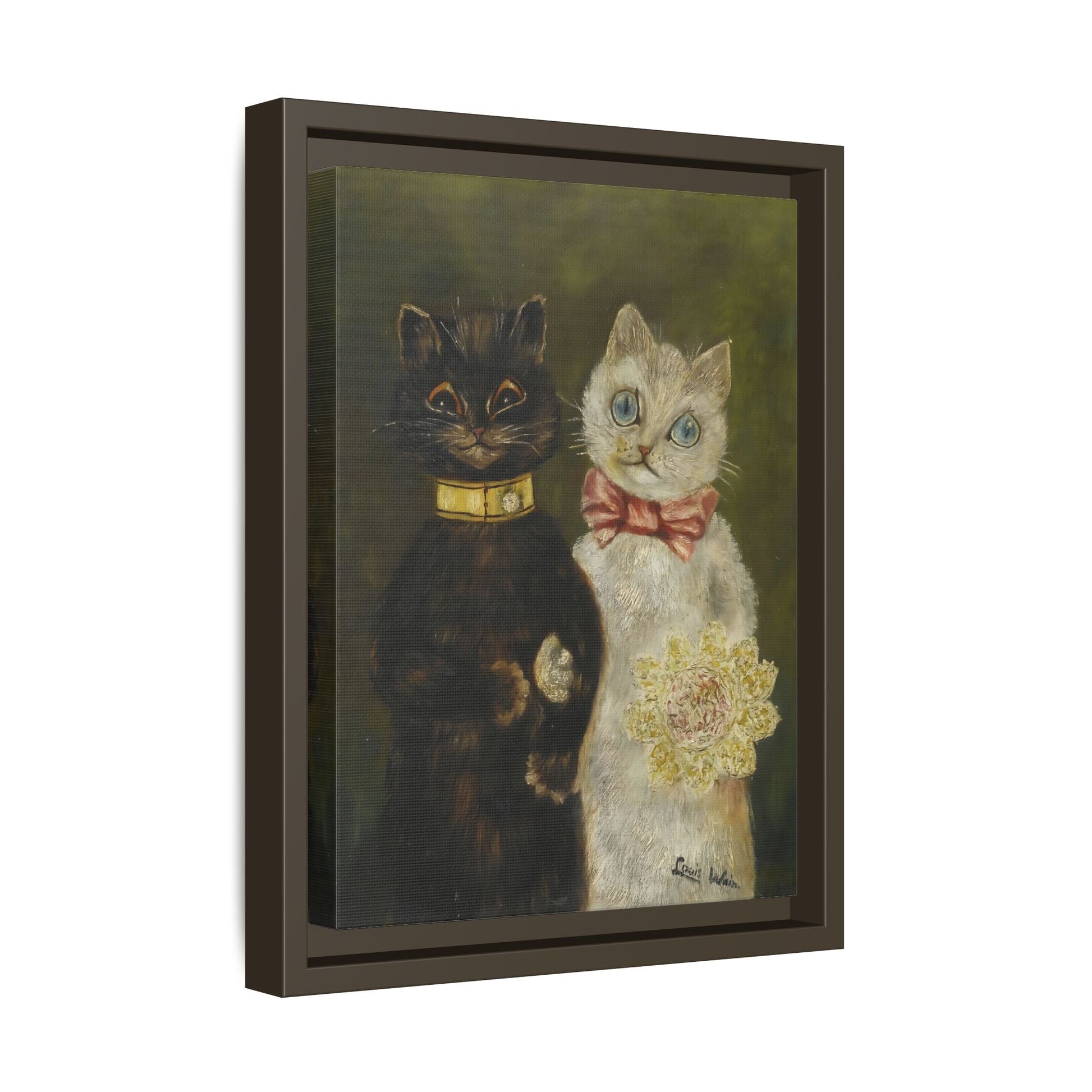 Louis Wain Funny Cats Canvas Art Print - Framed Bride and Groom Wall Art