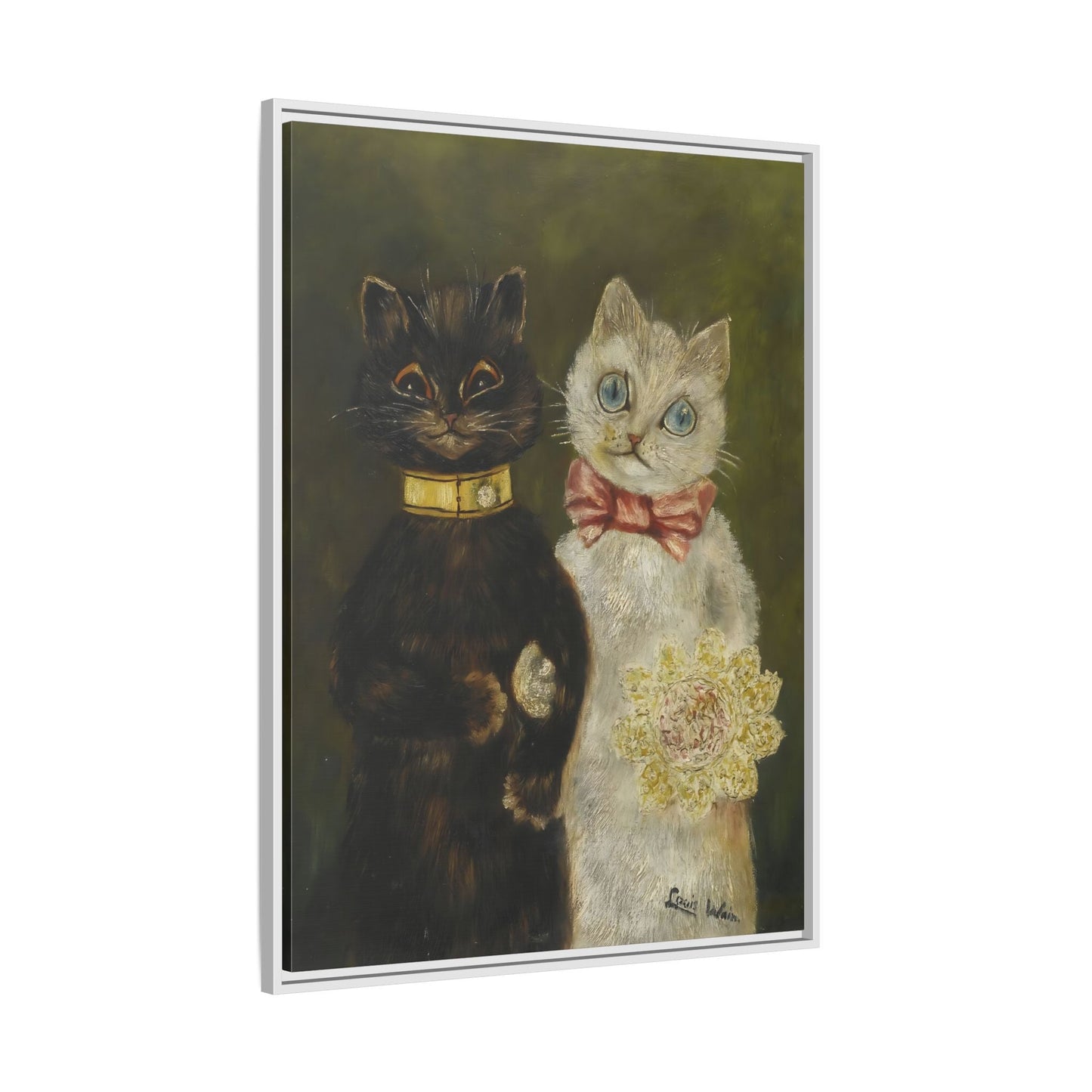 Louis Wain Funny Cats Canvas Art Print - Framed Bride and Groom Wall Art