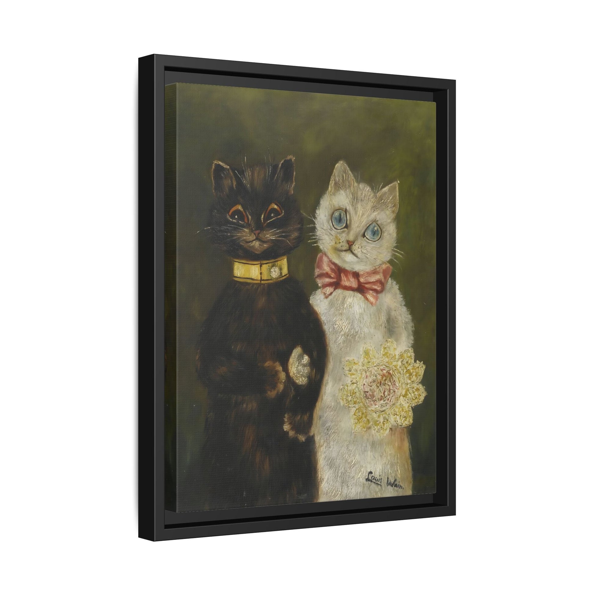 Louis Wain Funny Cats Canvas Art Print - Framed Bride and Groom Wall Art