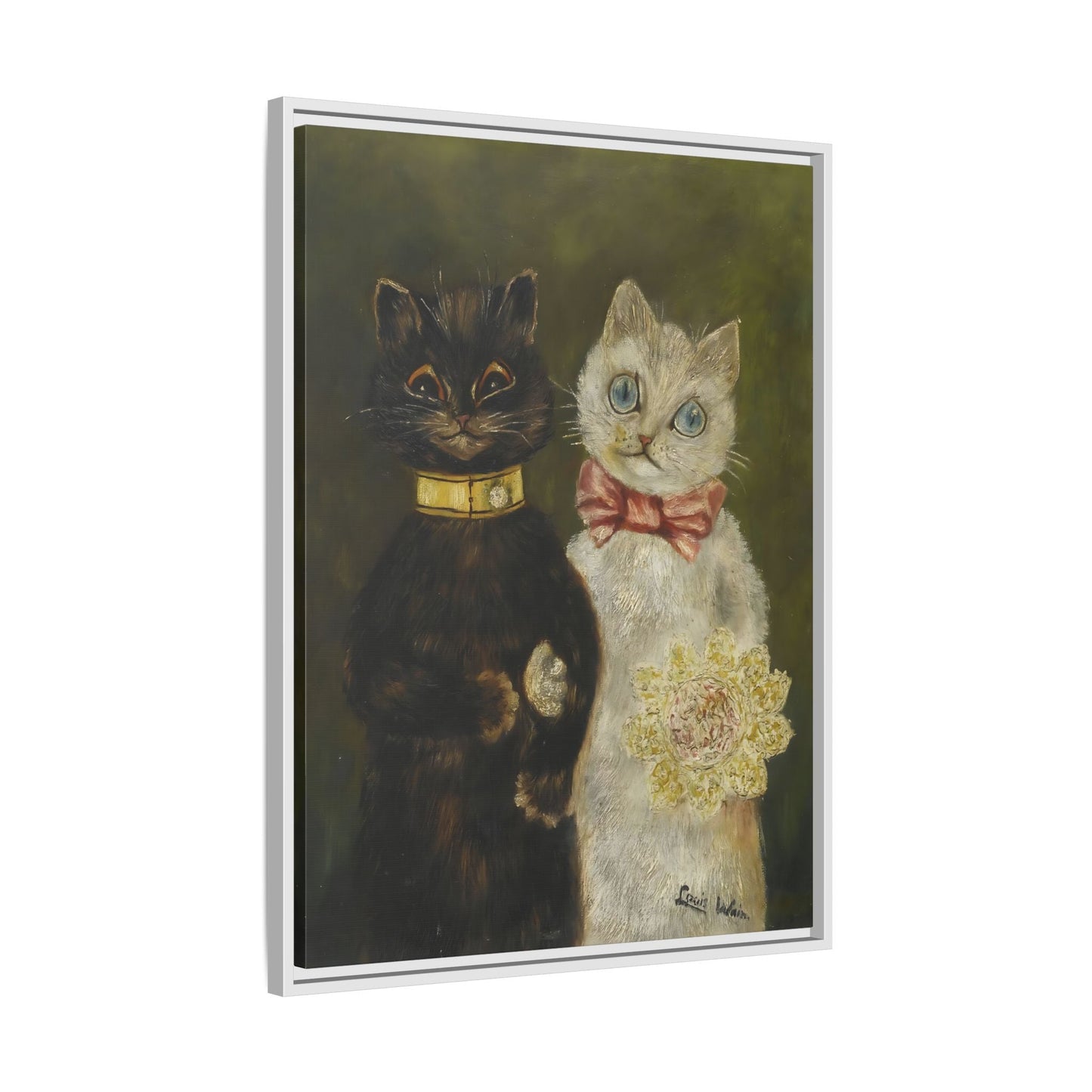 Louis Wain Funny Cats Canvas Art Print - Framed Bride and Groom Wall Art