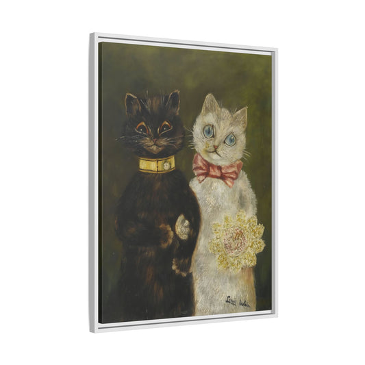 Louis Wain Funny Cats Canvas Art Print - Framed Bride and Groom Wall Art