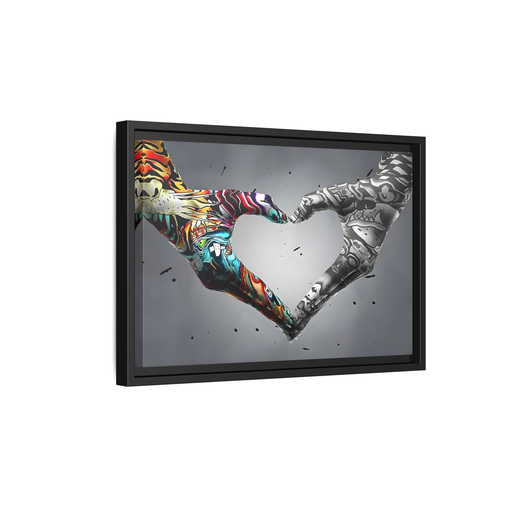 Love in Hands Canvas, Colorful Valentine Large Framed Wall Art