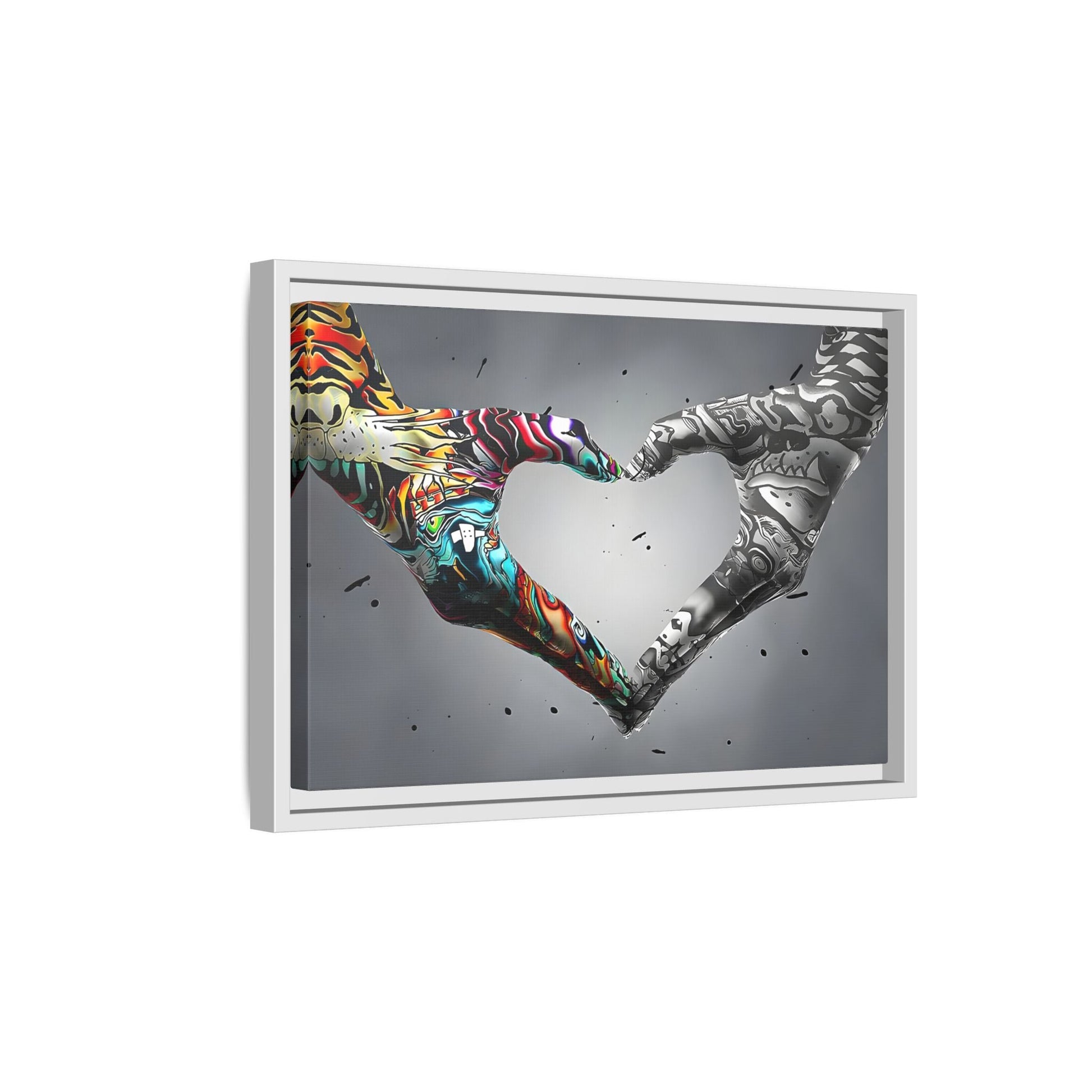 Love in Hands Canvas, Colorful Valentine Large Framed Wall Art