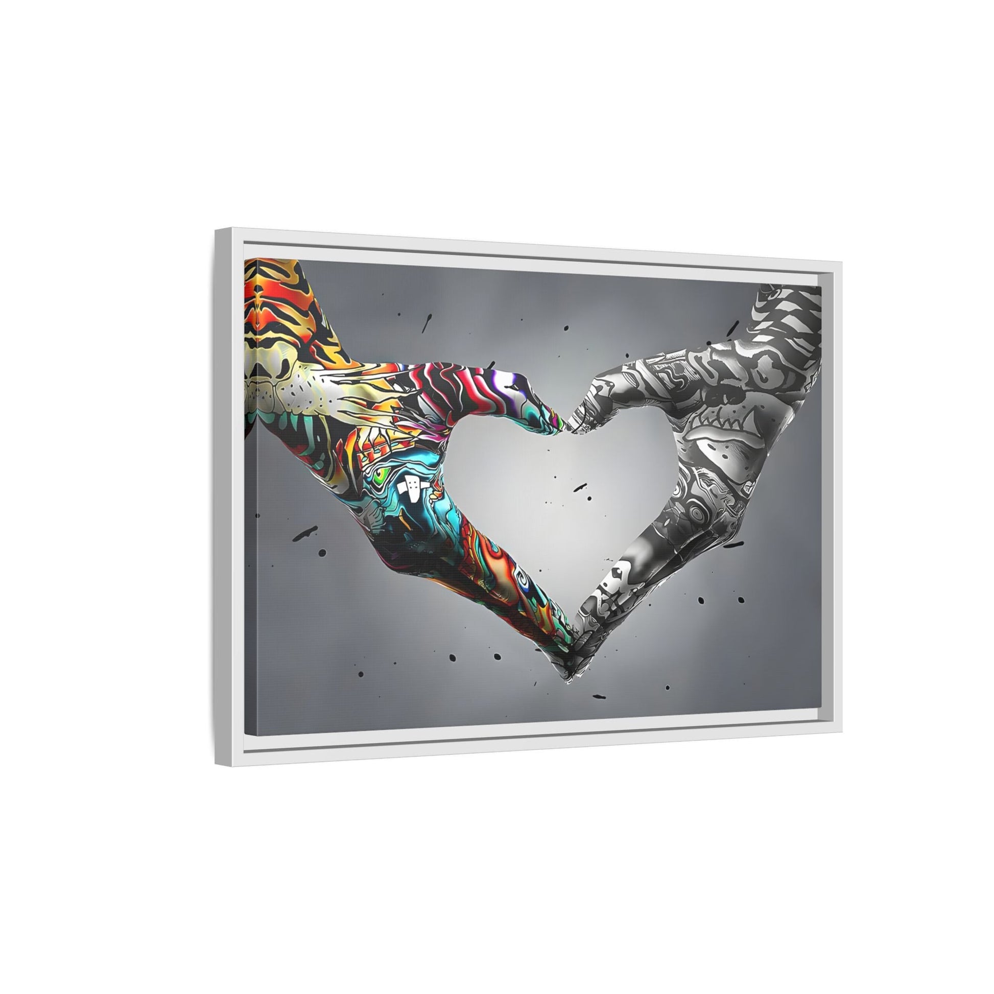 Love in Hands Canvas, Colorful Valentine Large Framed Wall Art