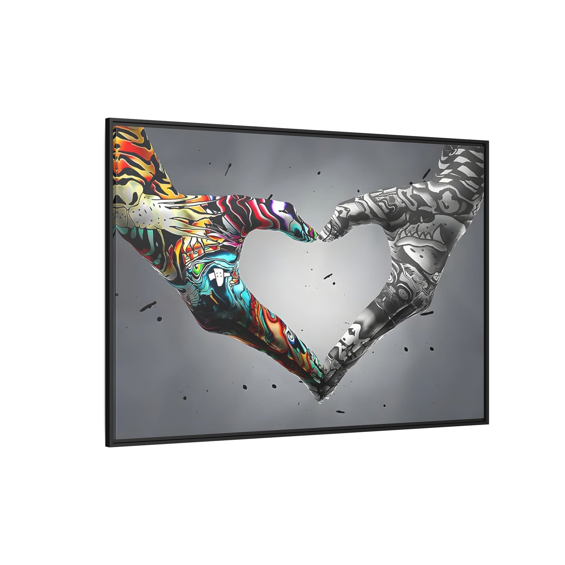 Love in Hands Canvas, Colorful Valentine Large Framed Wall Art