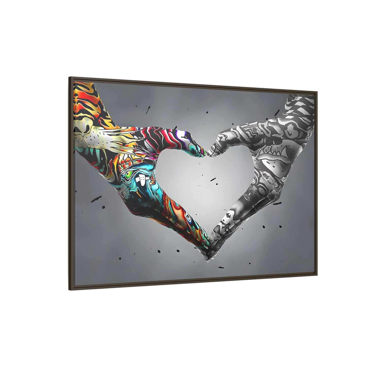 Love in Hands Canvas, Colorful Valentine Large Framed Wall Art