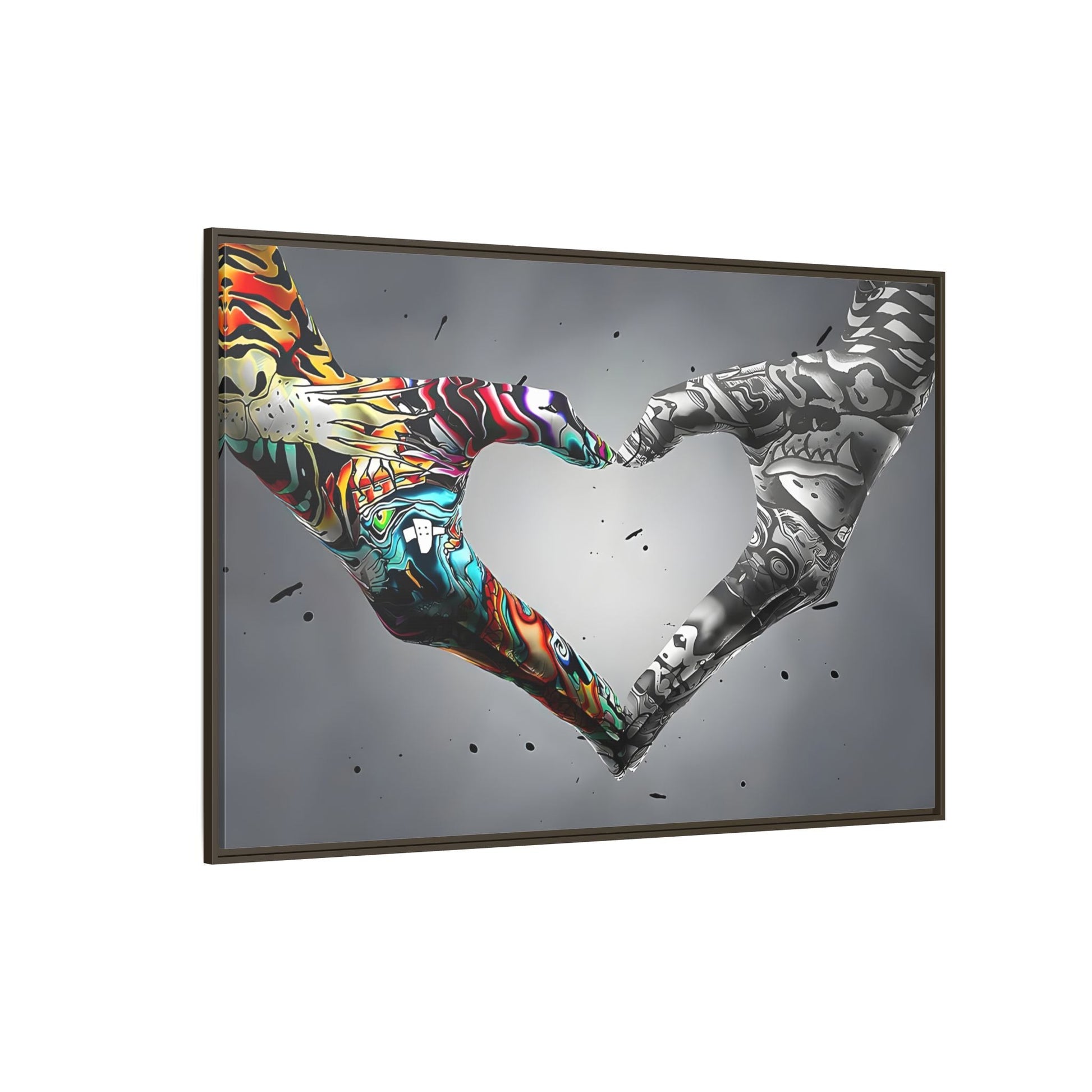 Love in Hands Canvas, Colorful Valentine Large Framed Wall Art