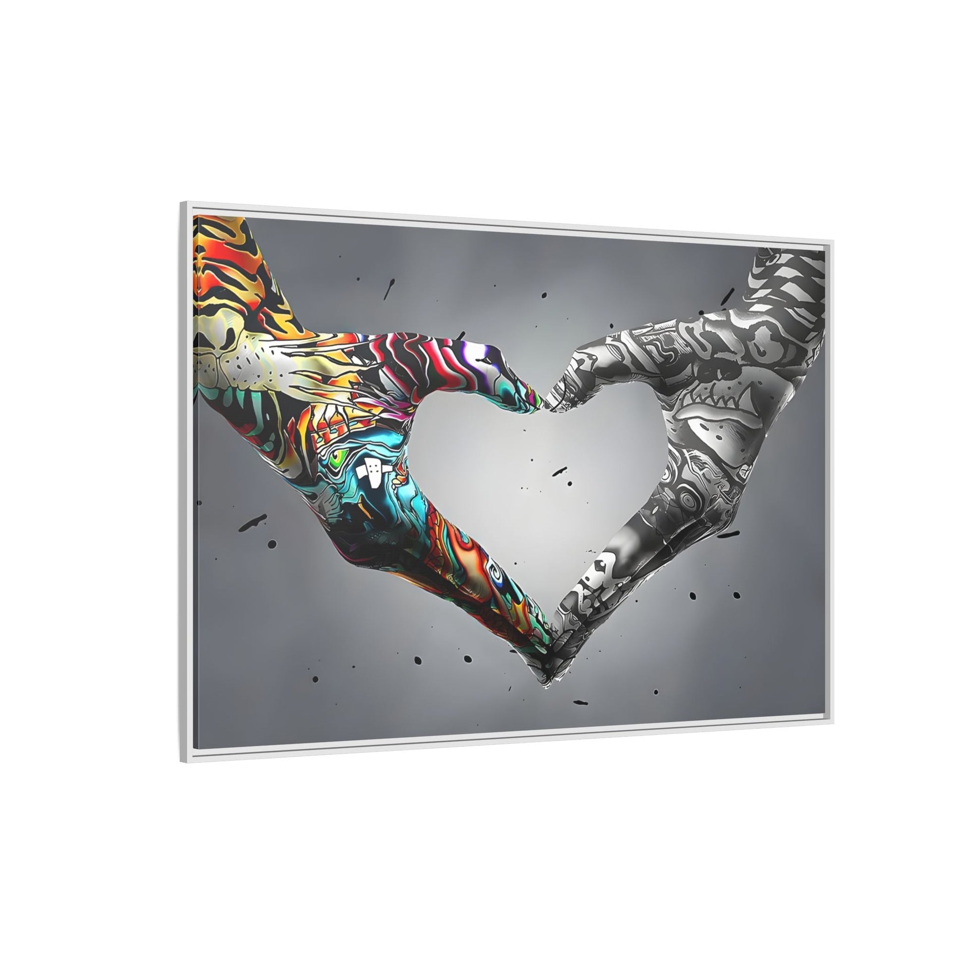 Love in Hands Canvas, Colorful Valentine Large Framed Wall Art