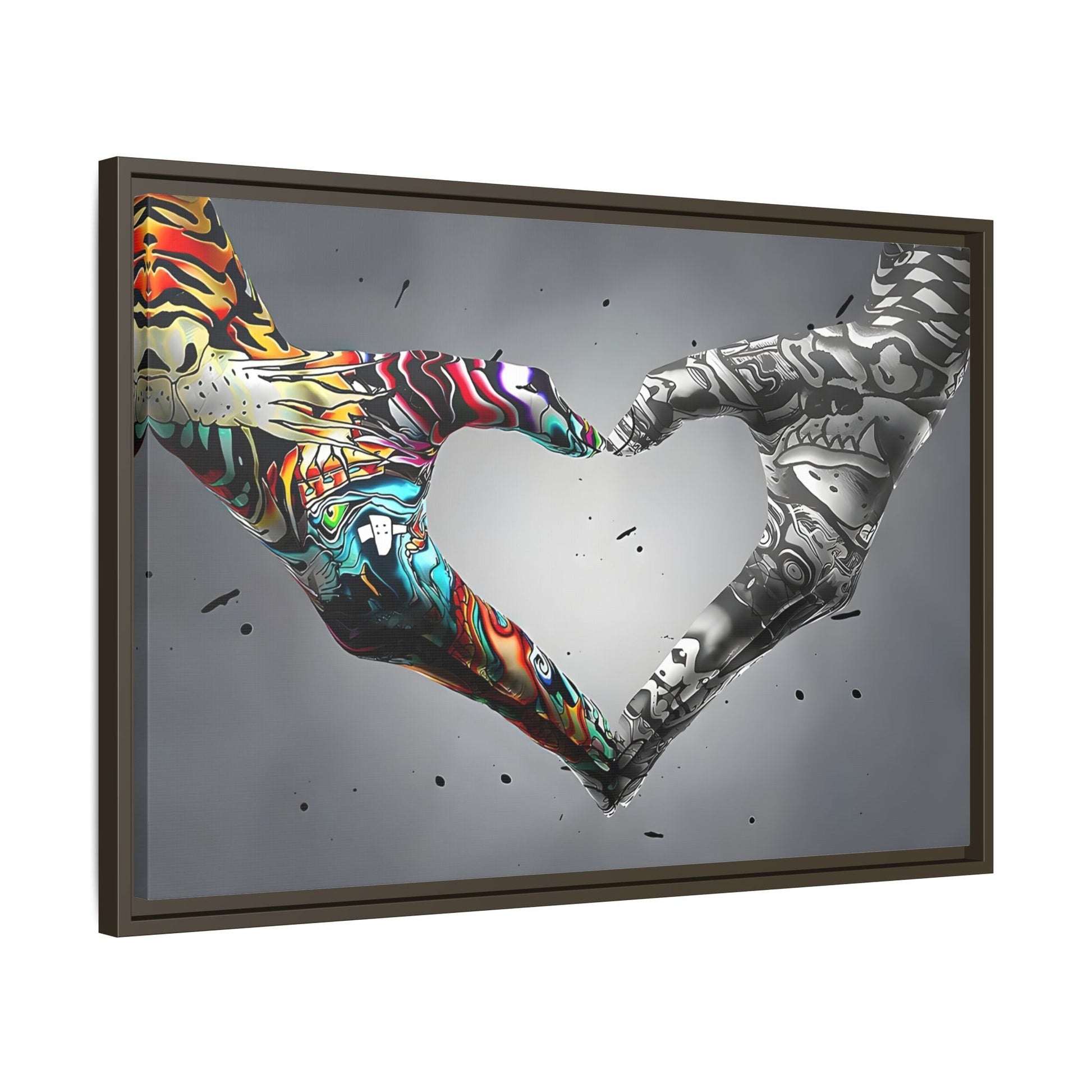 Love in Hands Canvas, Colorful Valentine Large Framed Wall Art