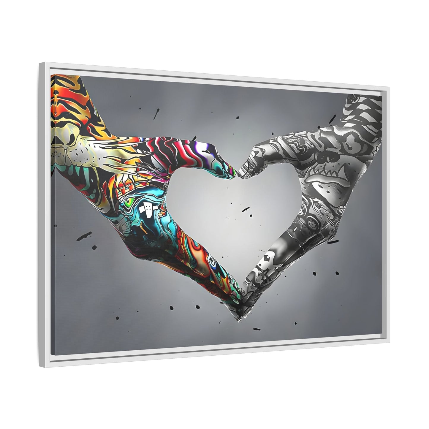 Love in Hands Canvas, Colorful Valentine Large Framed Wall Art