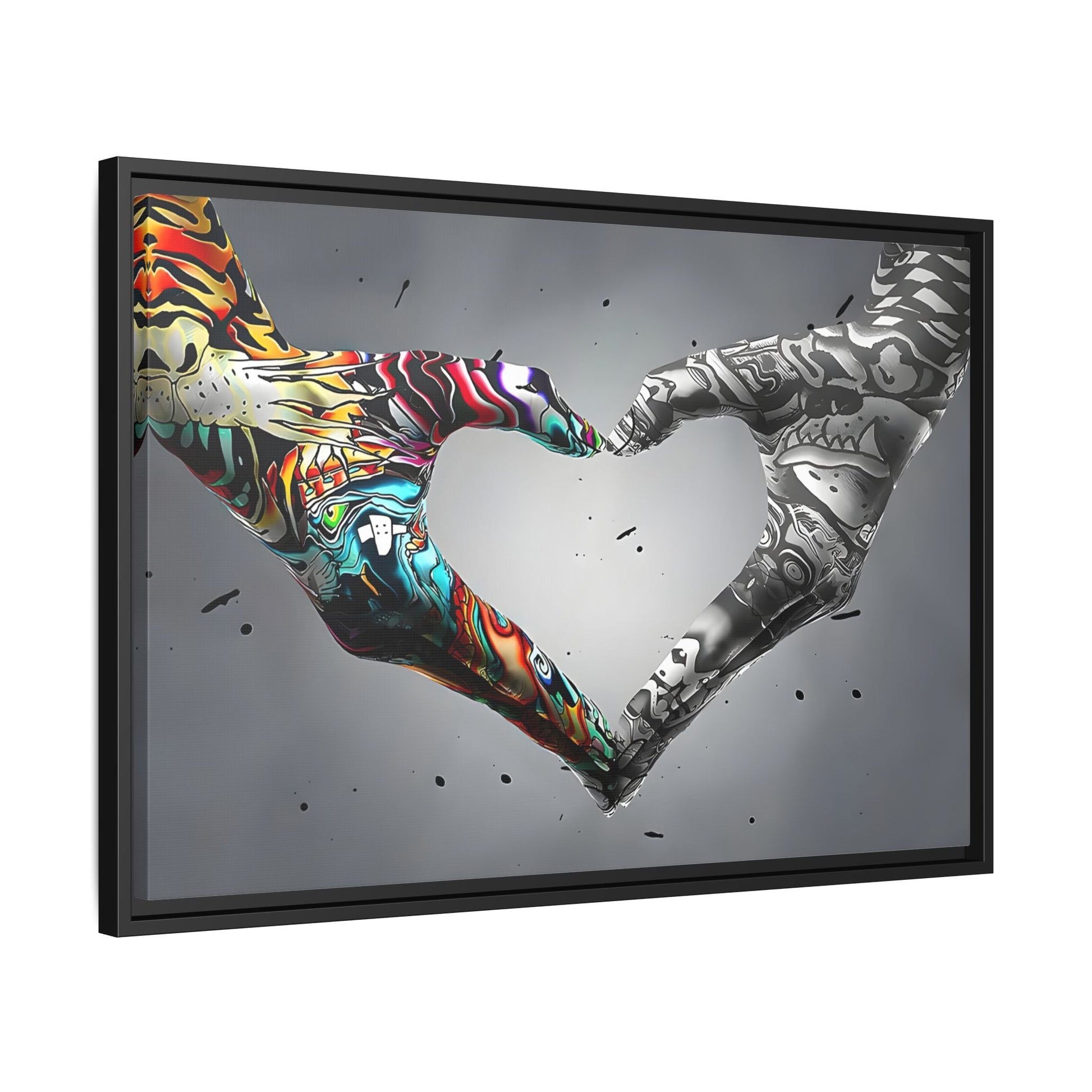Love in Hands Canvas, Colorful Valentine Large Framed Wall Art