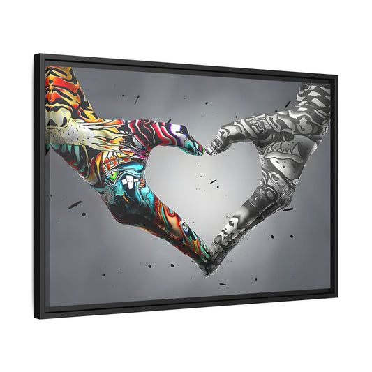 Love in Hands Canvas, Colorful Valentine Large Framed Wall Art