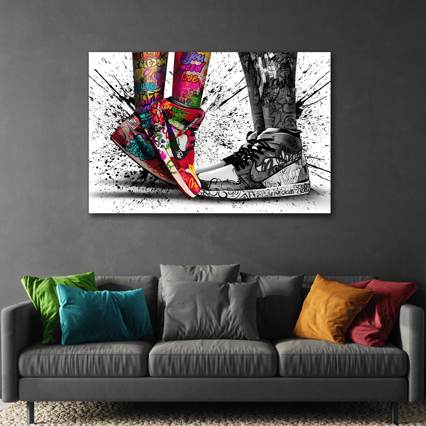 Love in Shoes Graffiti Canvas Wall Art Home Decor Print