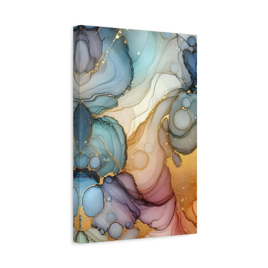 Marble Abstract Wall Art Canvas Print - Gold Leaf Accents