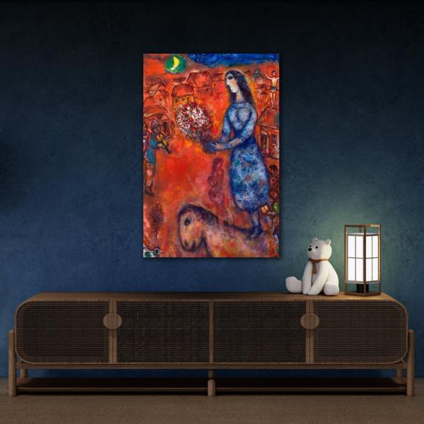 Marc Chagall Bride with Bouquet - Famous Canvas Wall Art Print