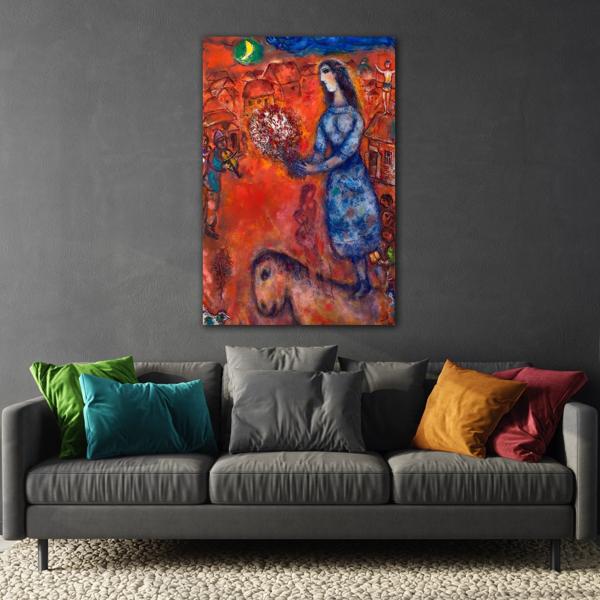 Marc Chagall Bride with Bouquet - Famous Canvas Wall Art Print