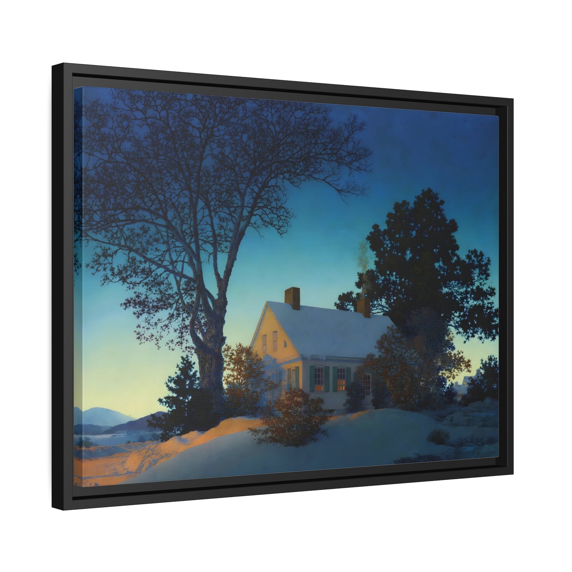 Maxfield Parrish Norwich Vermont - Framed Canvas Wall Art Reproduction