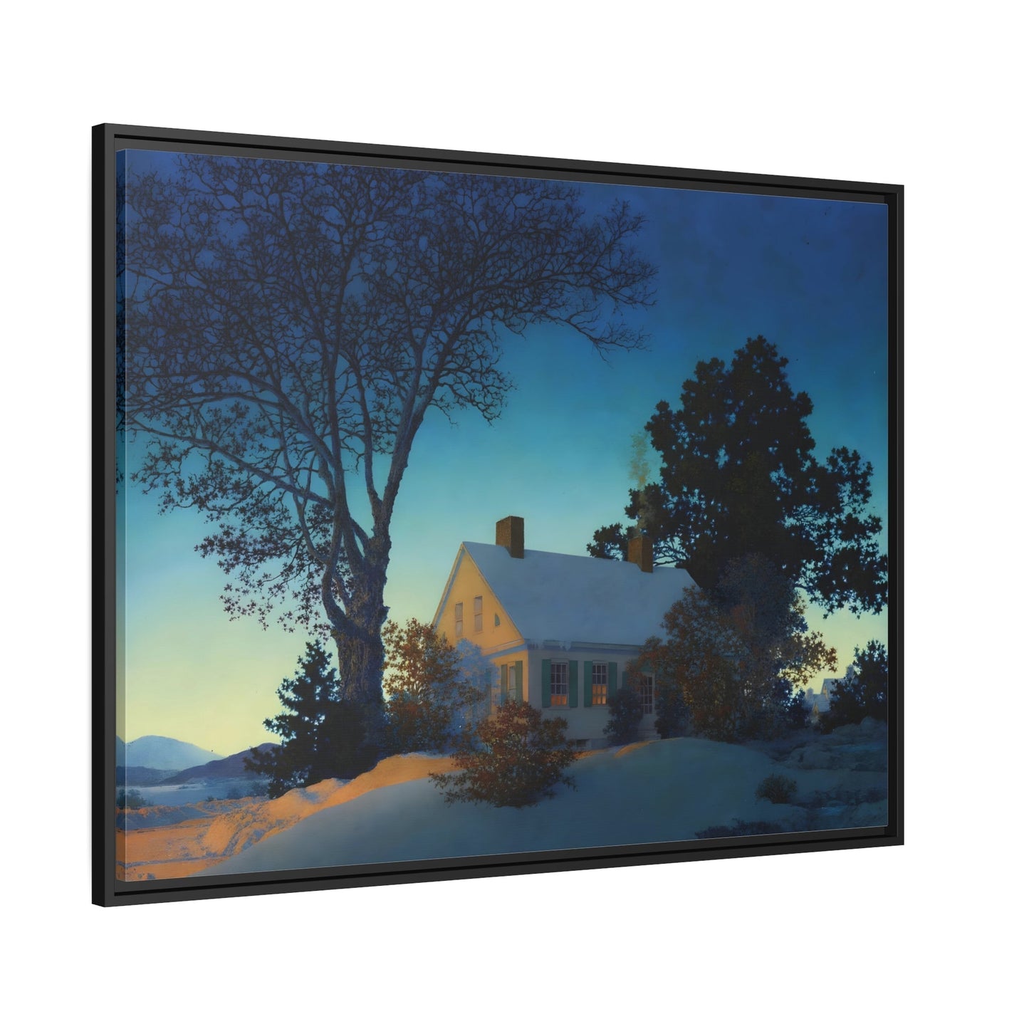 Maxfield Parrish Norwich Vermont - Framed Canvas Wall Art Reproduction