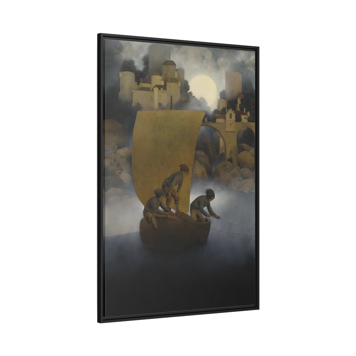 Maxfield Parrish Wynken Blynken and Nod - Framed Canvas Art Reproduction