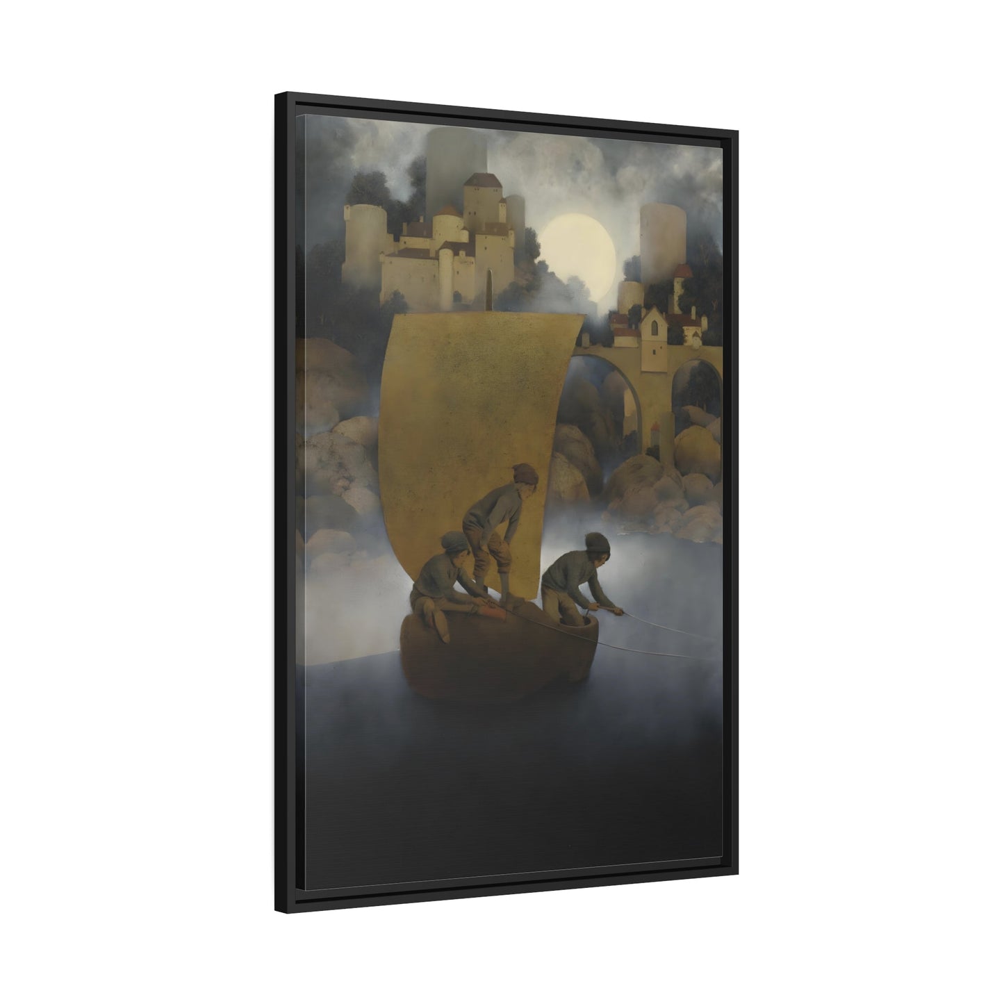 Maxfield Parrish Wynken Blynken and Nod - Framed Canvas Art Reproduction