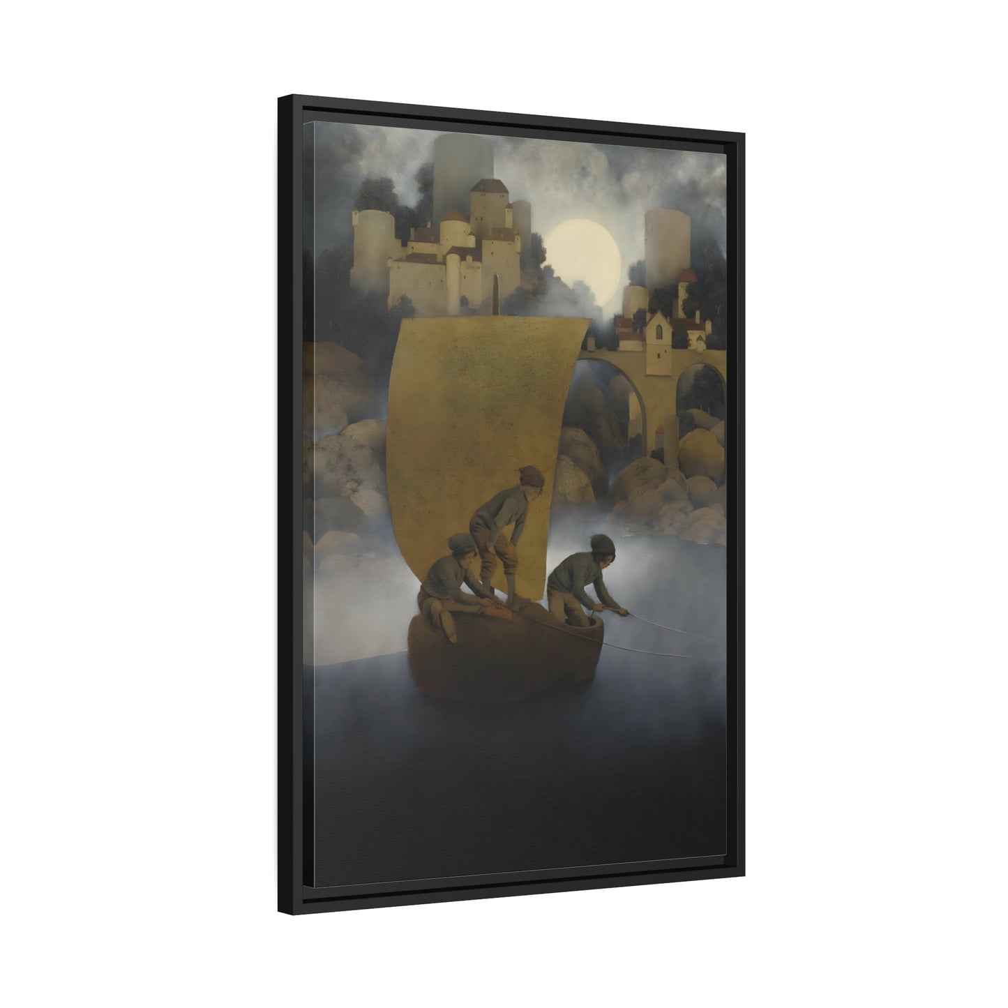 Maxfield Parrish Wynken Blynken and Nod - Framed Canvas Art Reproduction