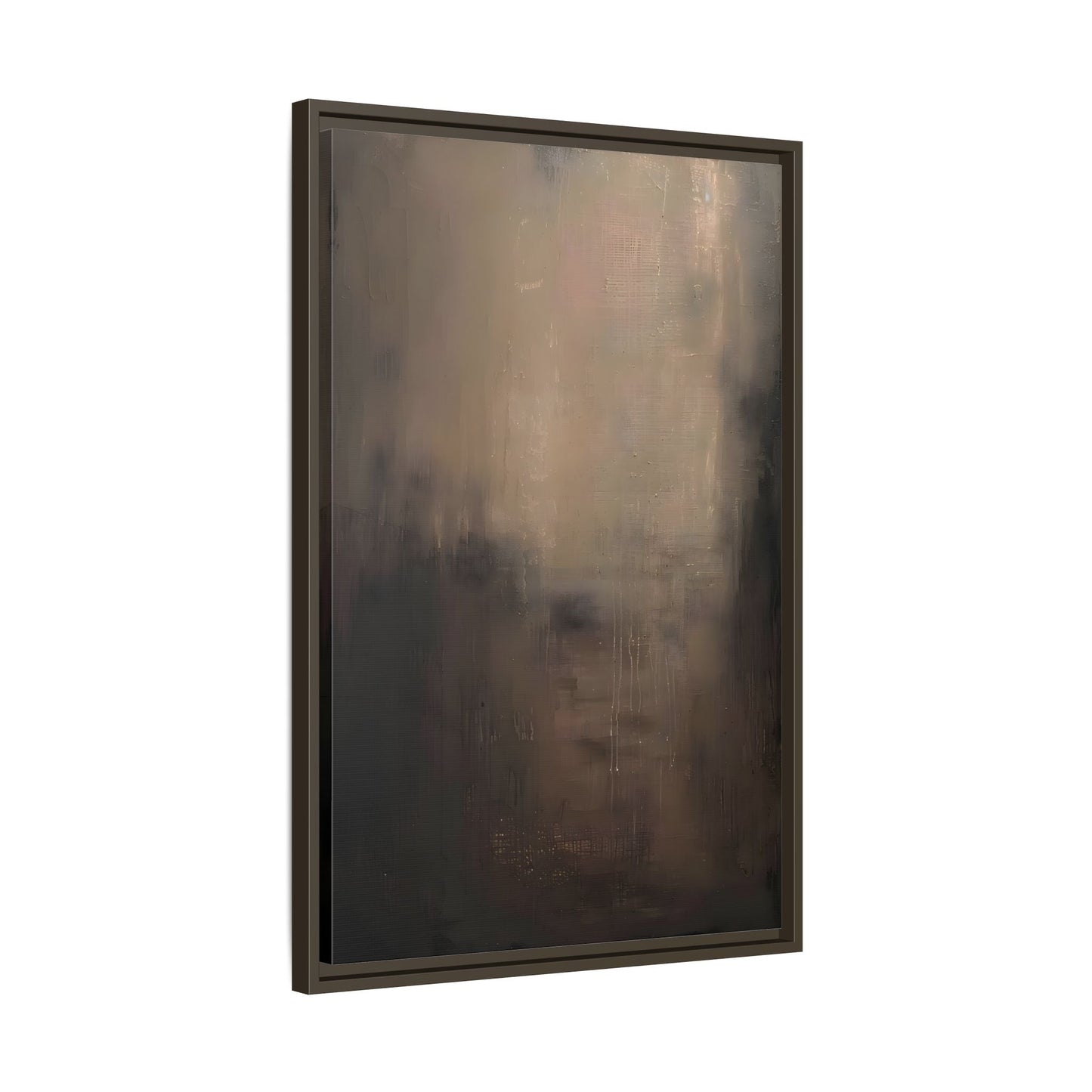 Minimal Abstract Dark Brown Shades Canvas Wall Art Framed Print