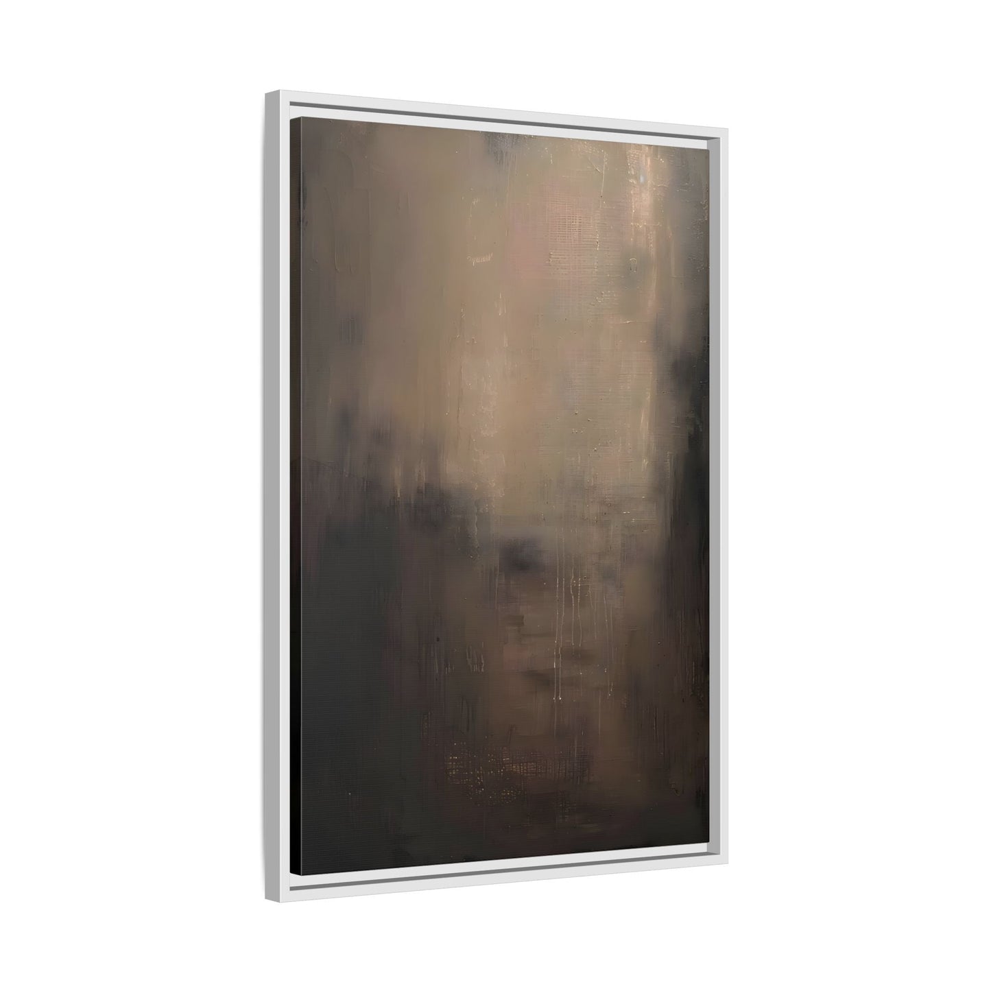 Minimal Abstract Dark Brown Shades Canvas Wall Art Framed Print