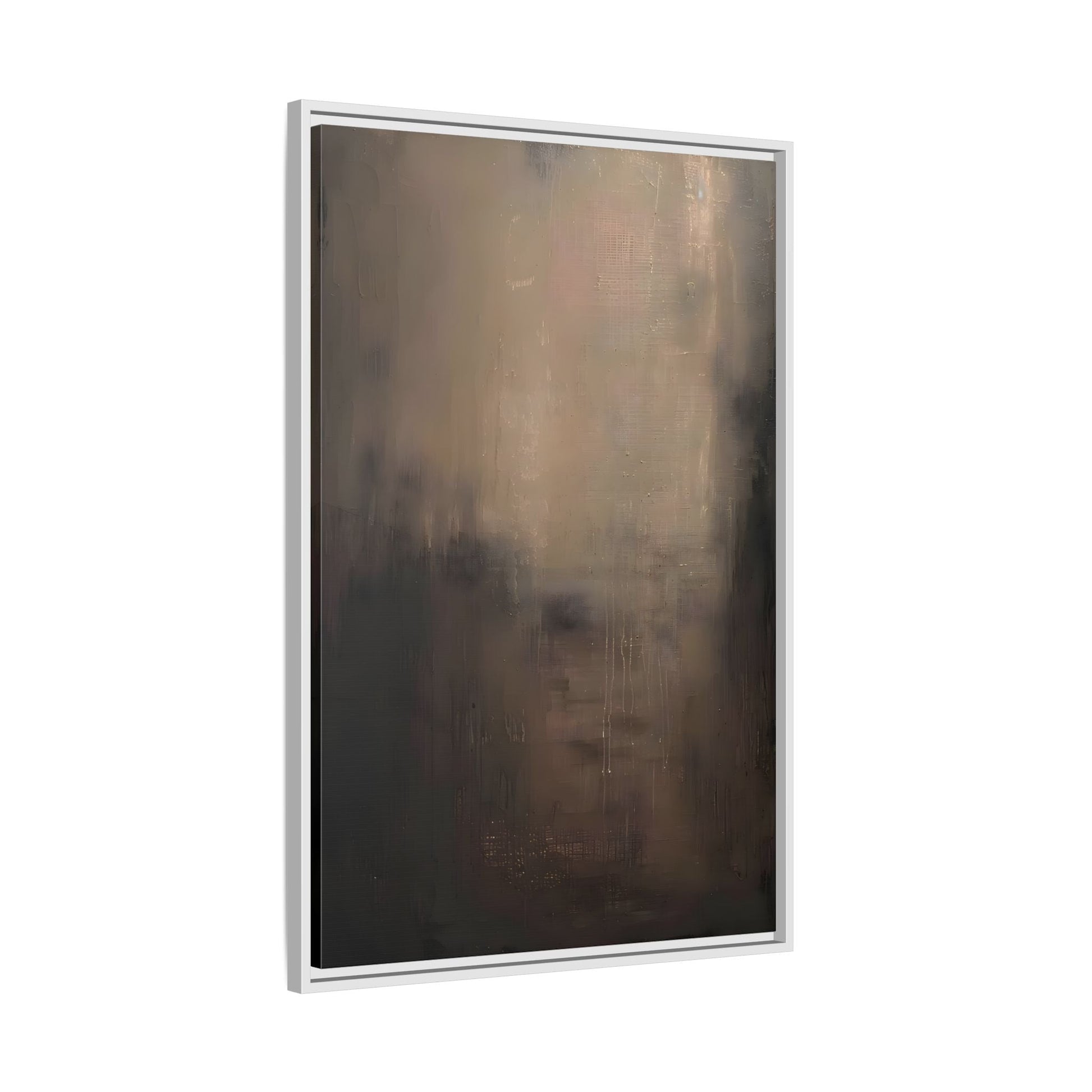 Minimal Abstract Dark Brown Shades Canvas Wall Art Framed Print