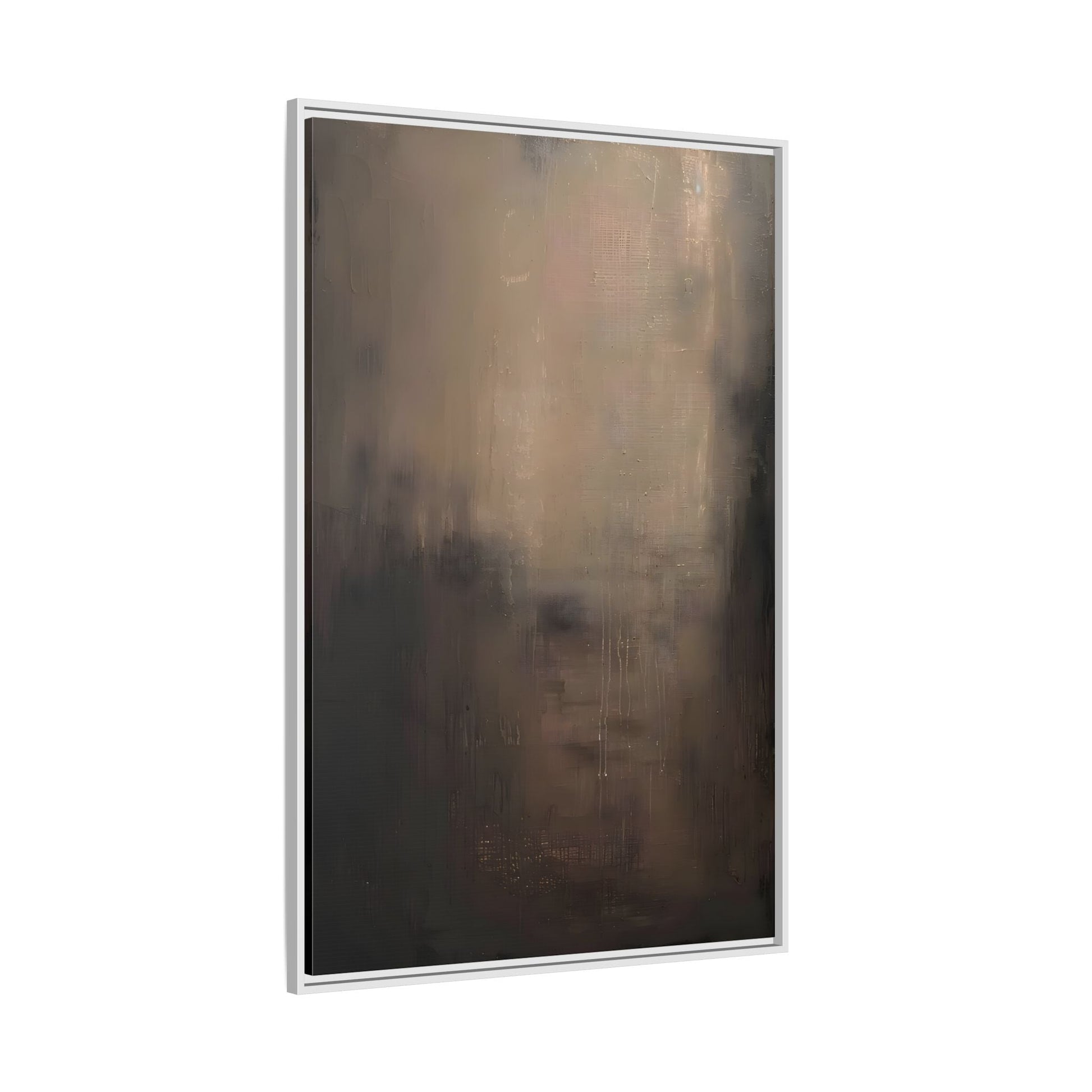 Minimal Abstract Dark Brown Shades Canvas Wall Art Framed Print