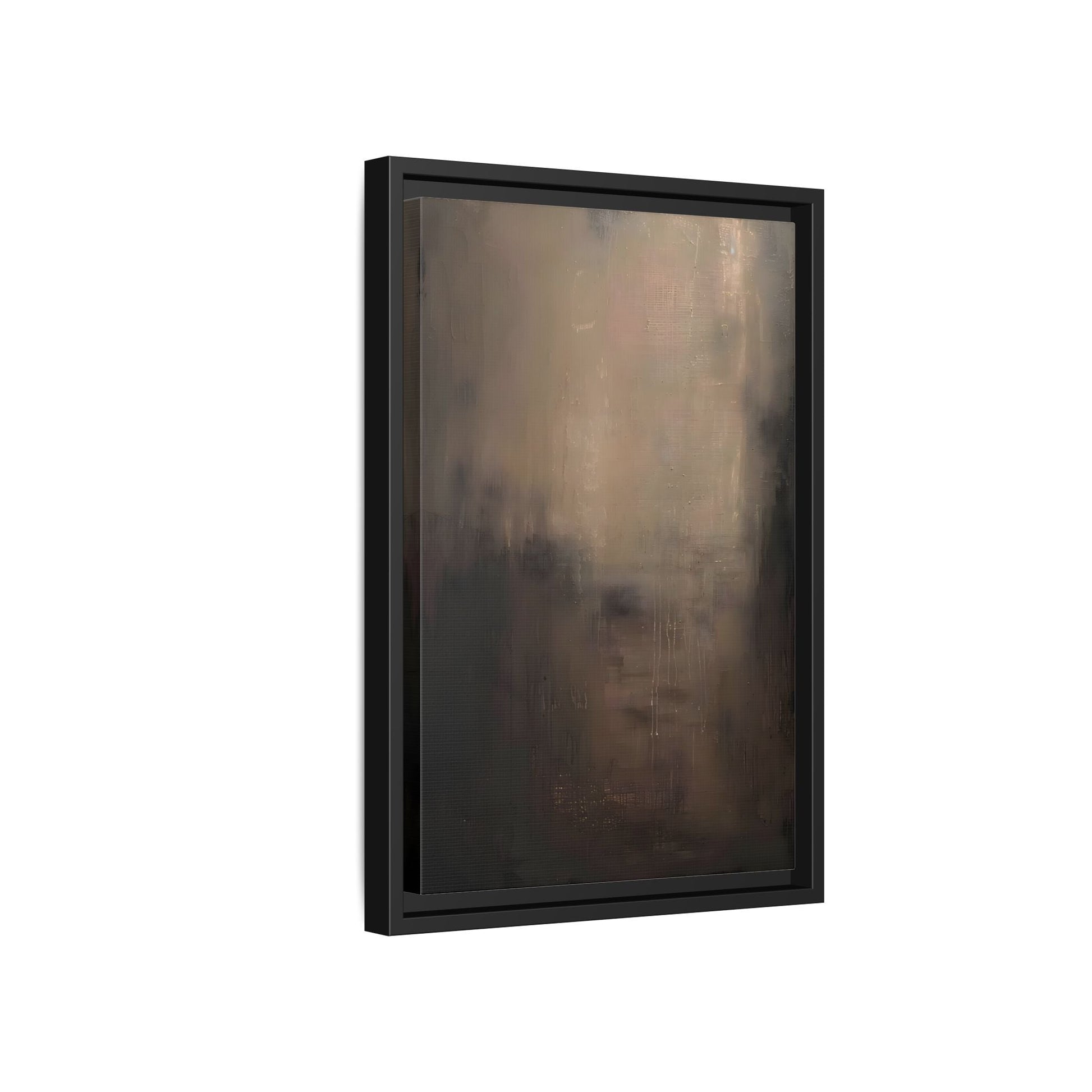 Minimal Abstract Dark Brown Shades Canvas Wall Art Framed Print