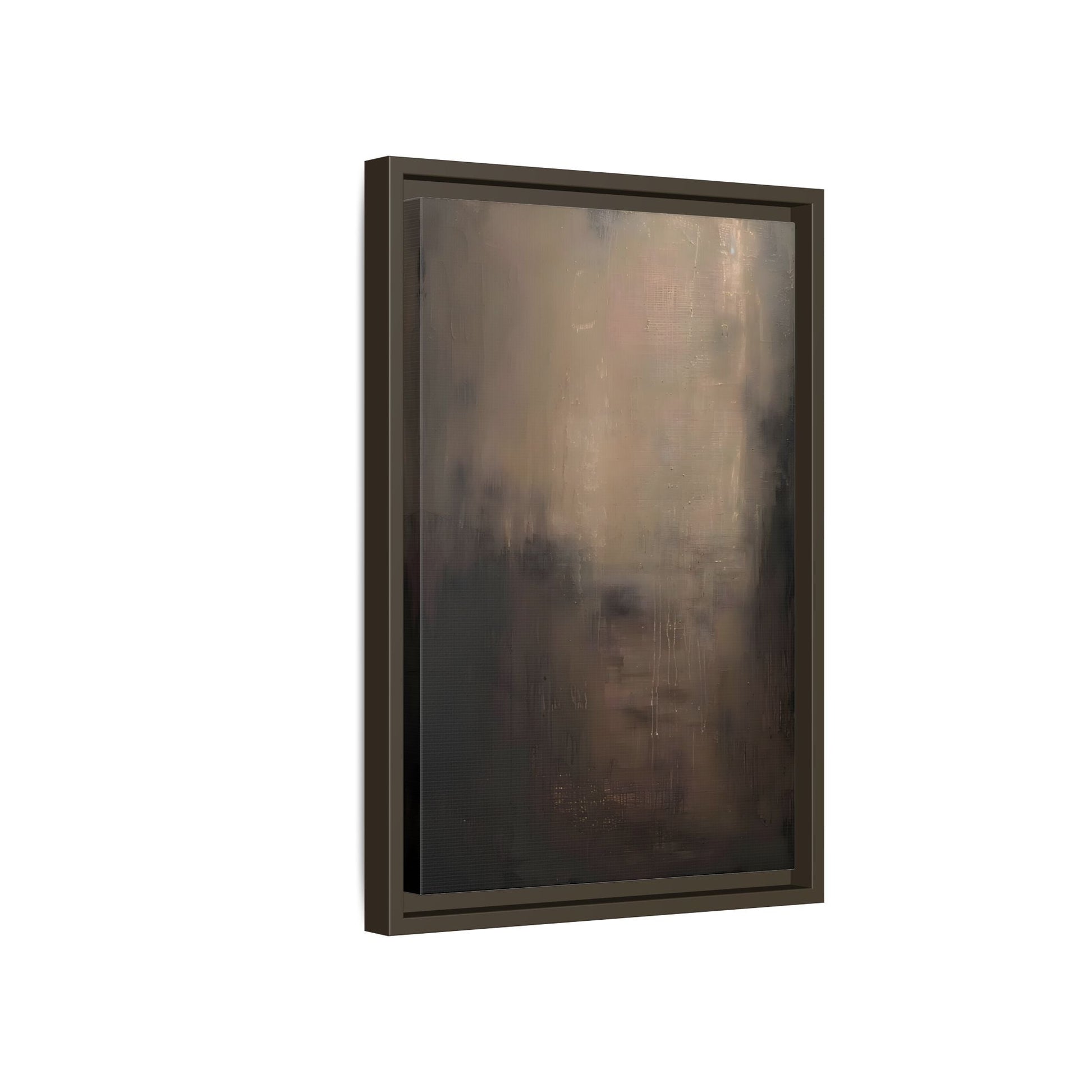Minimal Abstract Dark Brown Shades Canvas Wall Art Framed Print
