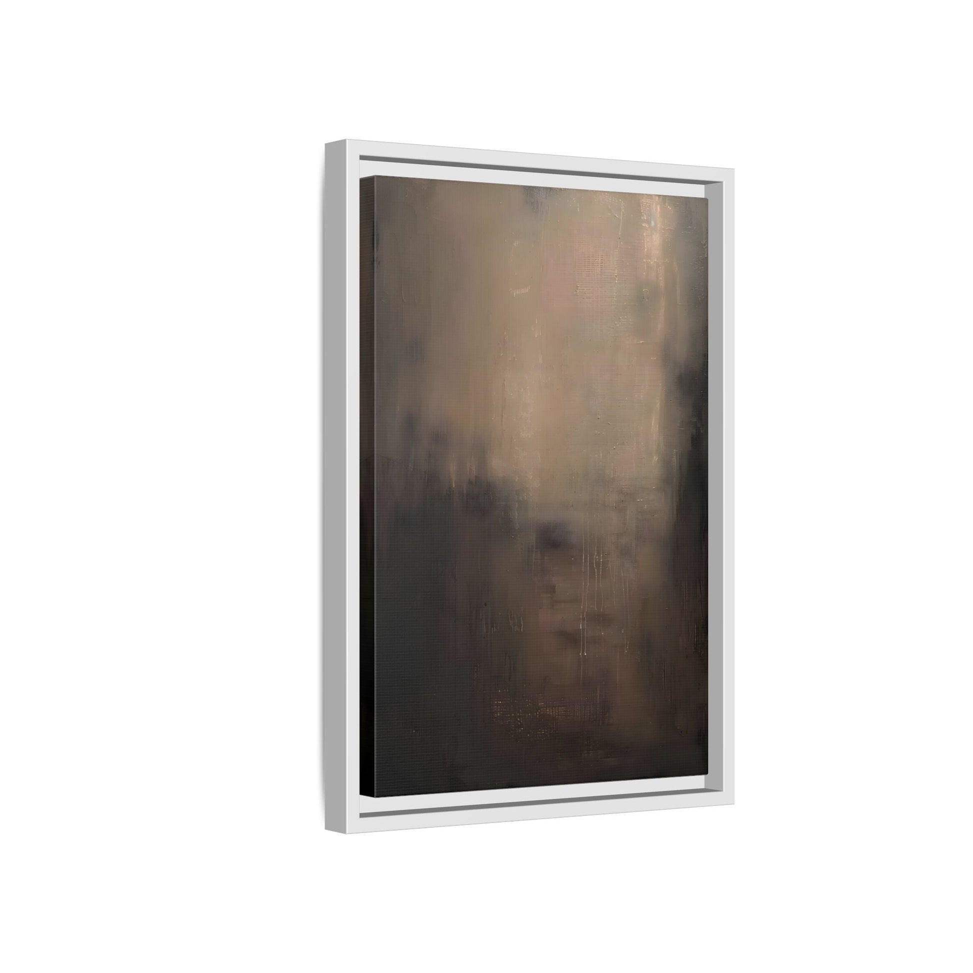 Minimal Abstract Dark Brown Shades Canvas Wall Art Framed Print