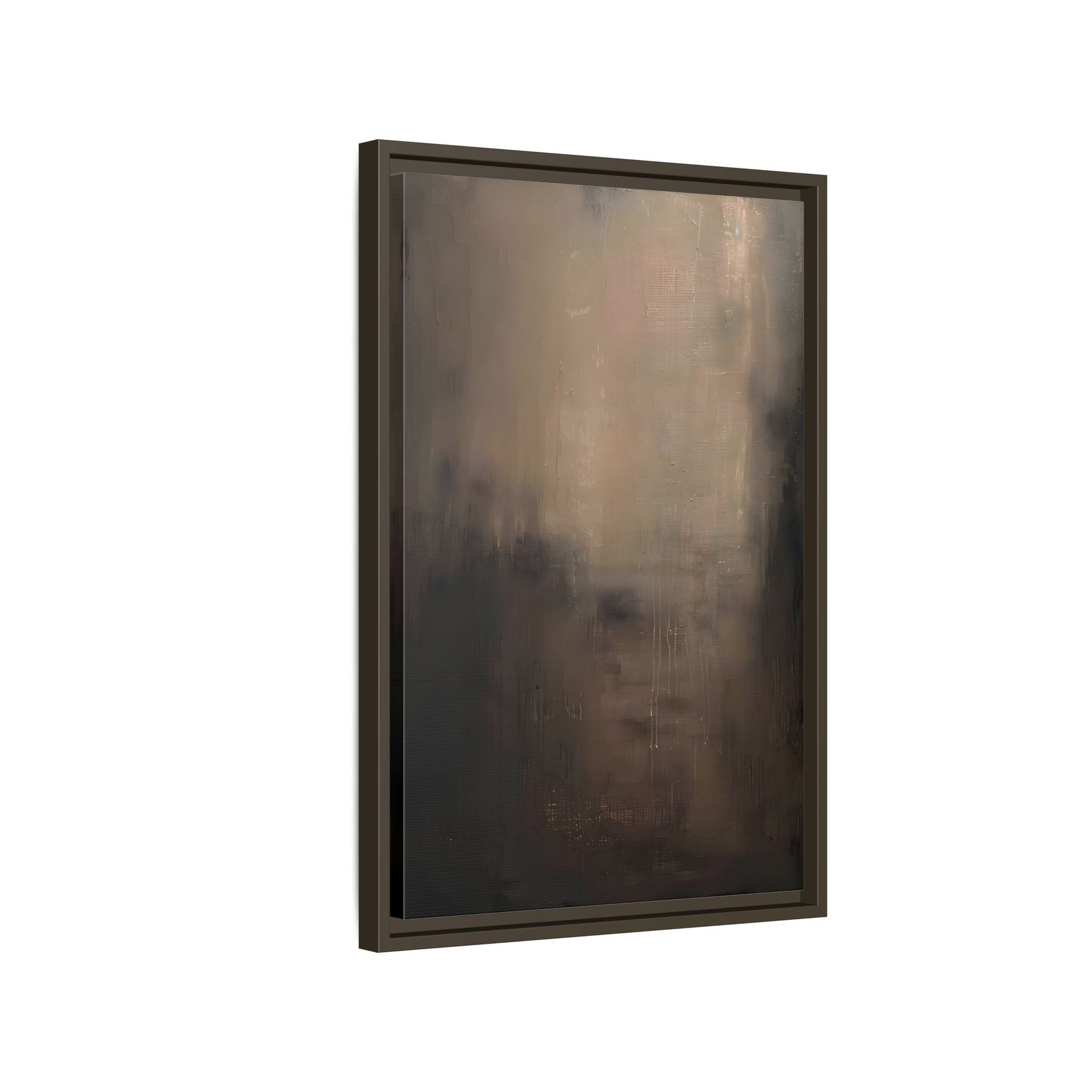 Minimal Abstract Dark Brown Shades Canvas Wall Art Framed Print